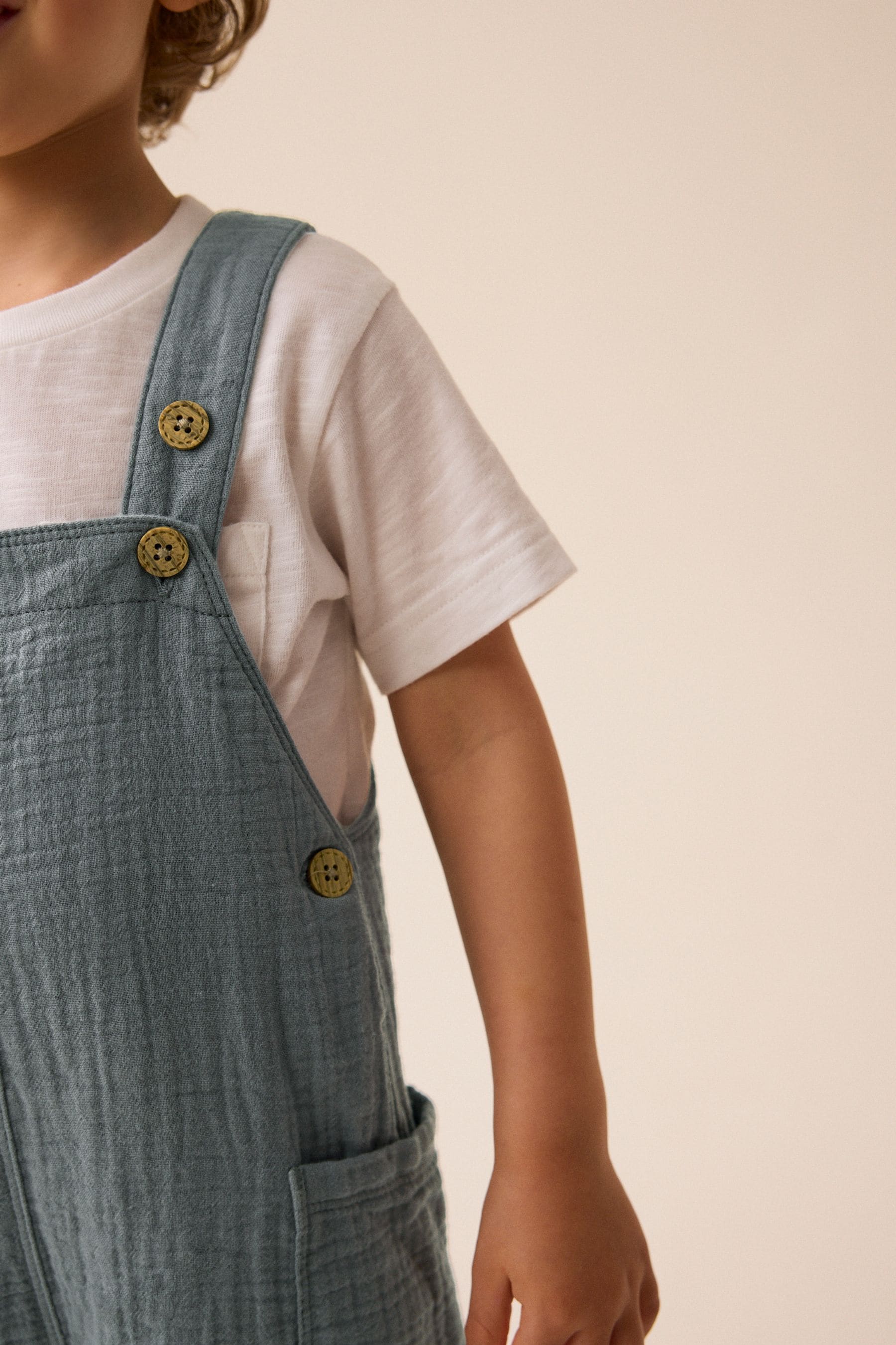 Blue Soft Textured 100% Cotton Dungarees (3mths-7yrs)