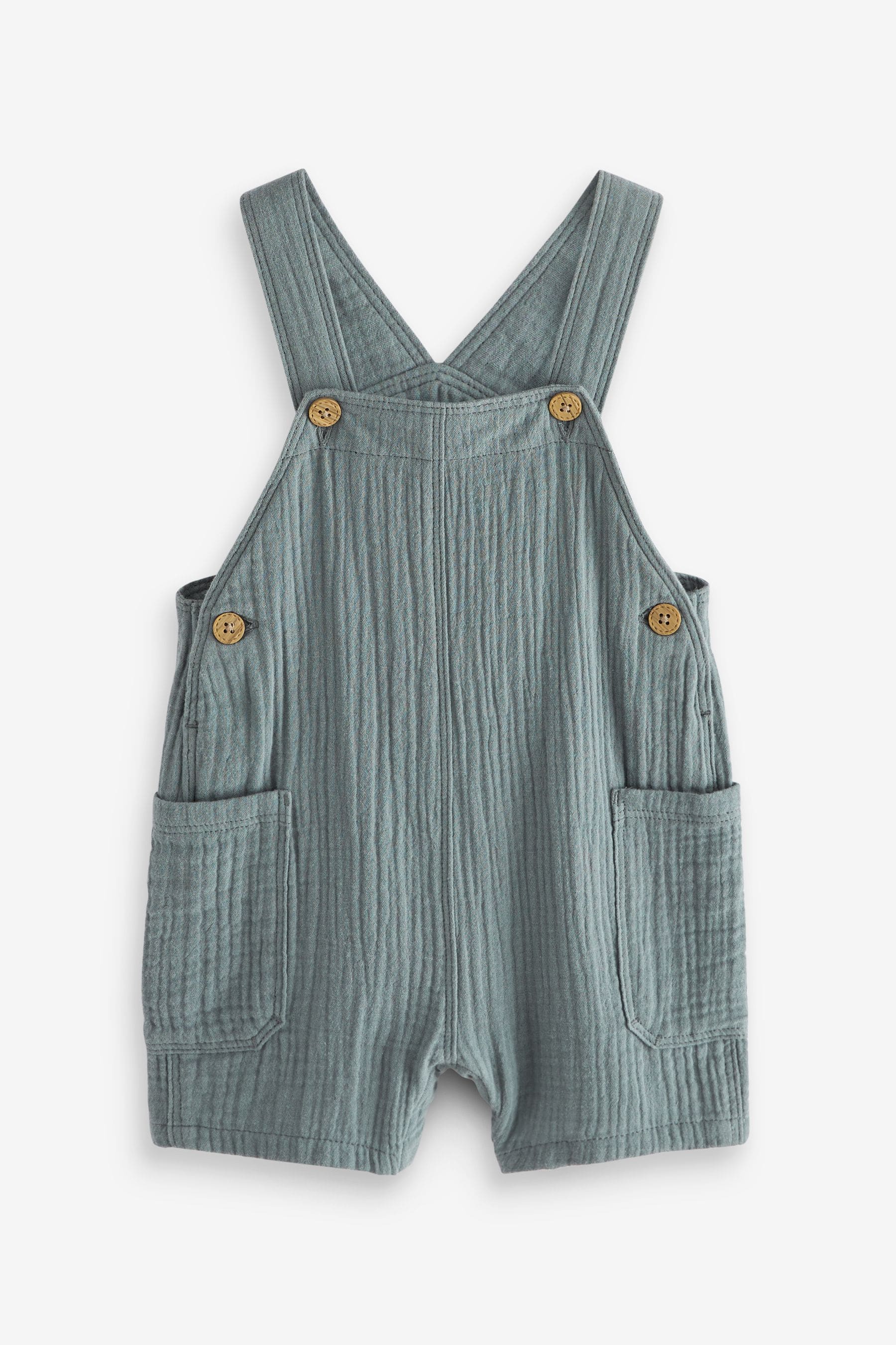 Blue Soft Textured 100% Cotton Dungarees (3mths-7yrs)