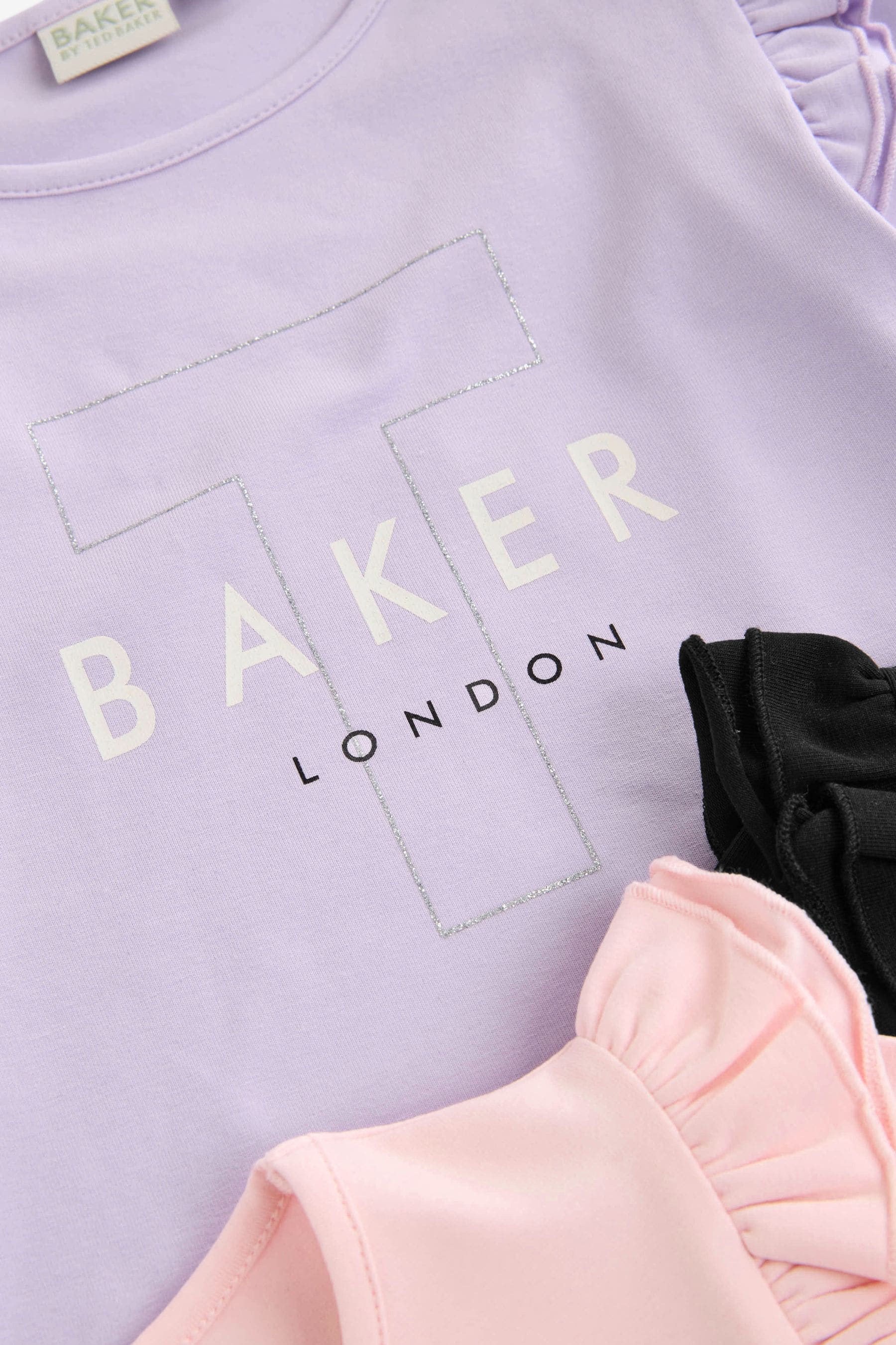 Baker by Ted Baker Multi Graphic Frill Long Sleeve T-Shirt 3 Pack