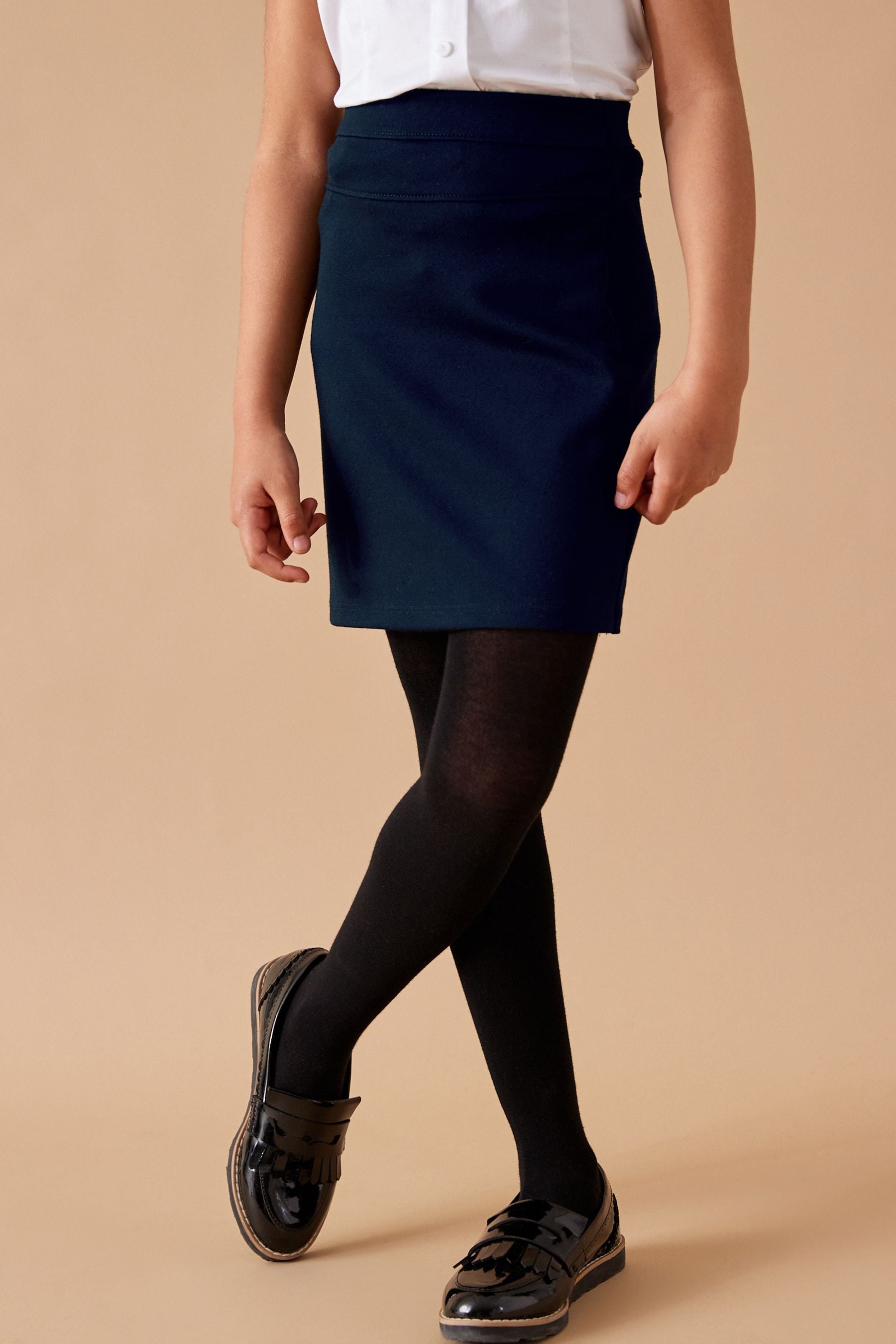 Navy Blue Jersey Stretch Pull-On School Pencil Skirt (3-18yrs)