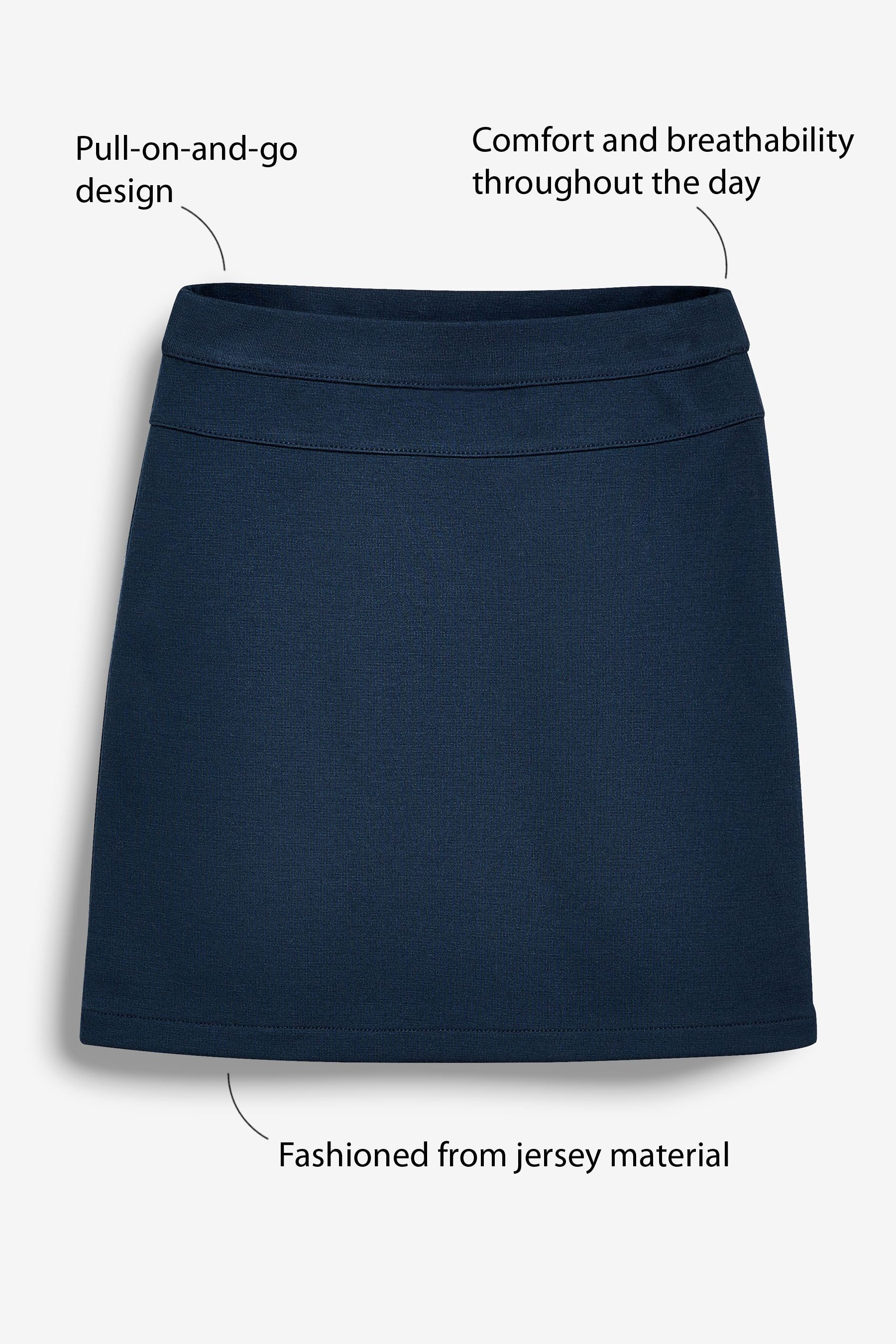 Navy Blue Jersey Stretch Pull-On School Pencil Skirt (3-18yrs)