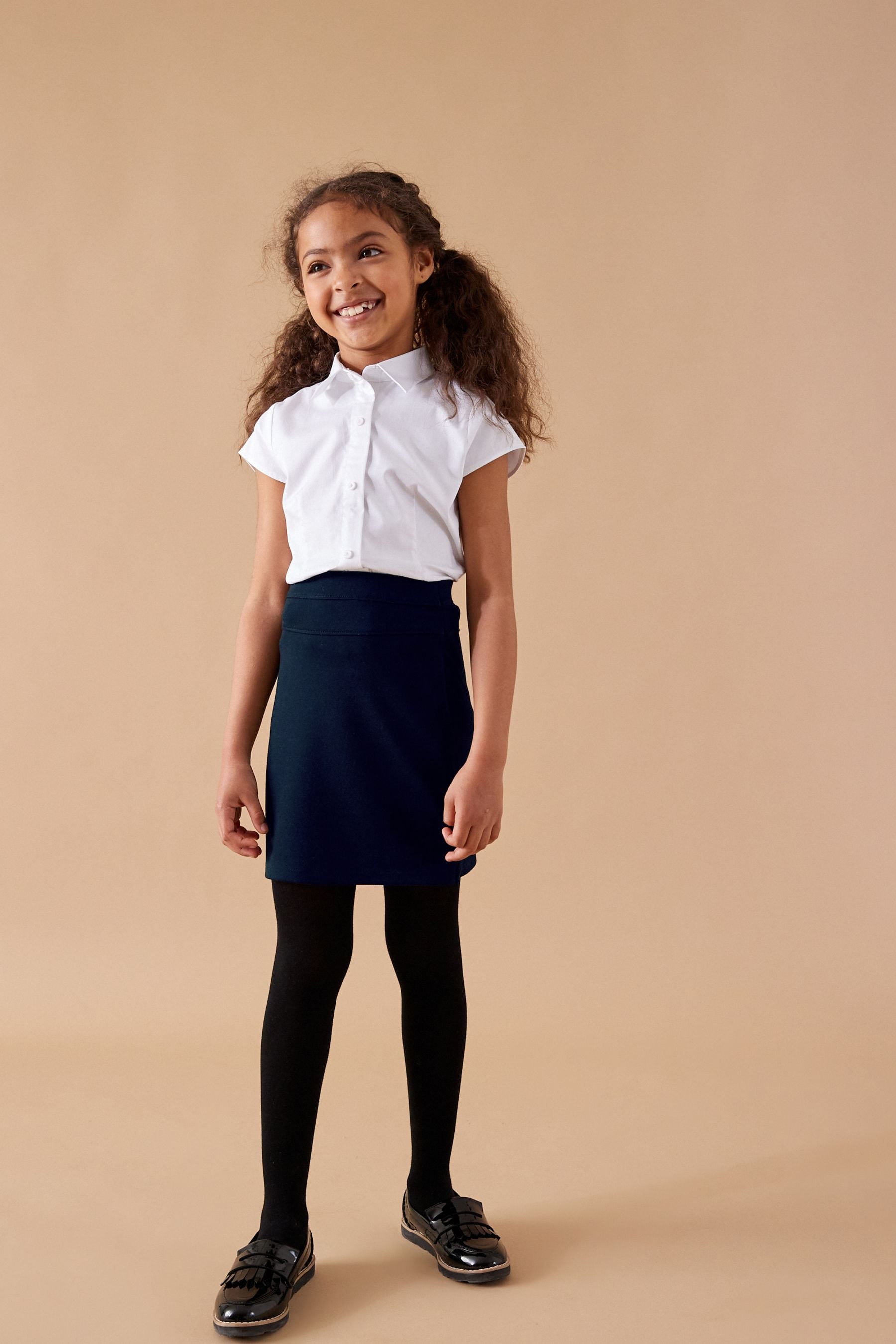 Navy Blue Jersey Stretch Pull-On School Pencil Skirt (3-18yrs)