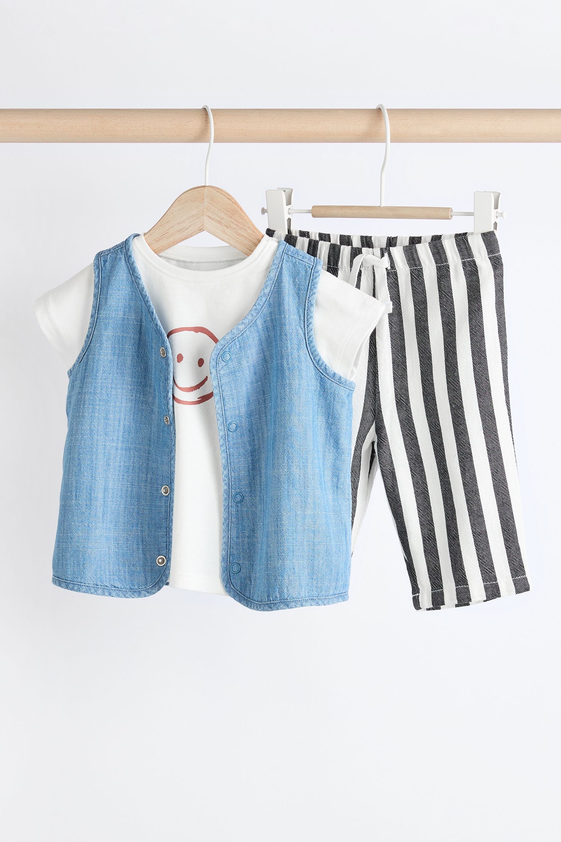 Denim Baby Top Gilet and Trousers Set (0mths-2yrs)