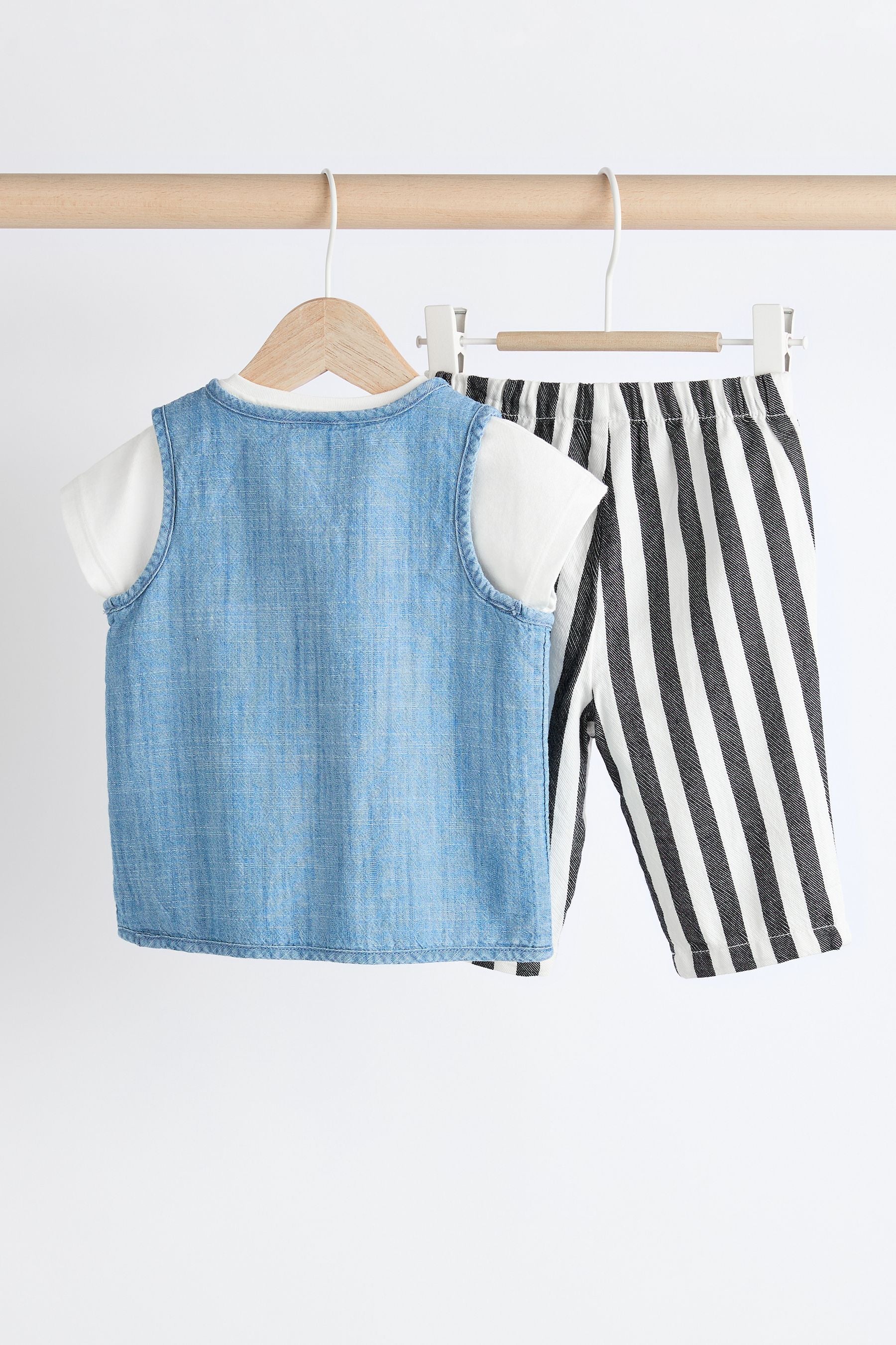 Denim Baby Top Gilet and Trousers Set (0mths-2yrs)