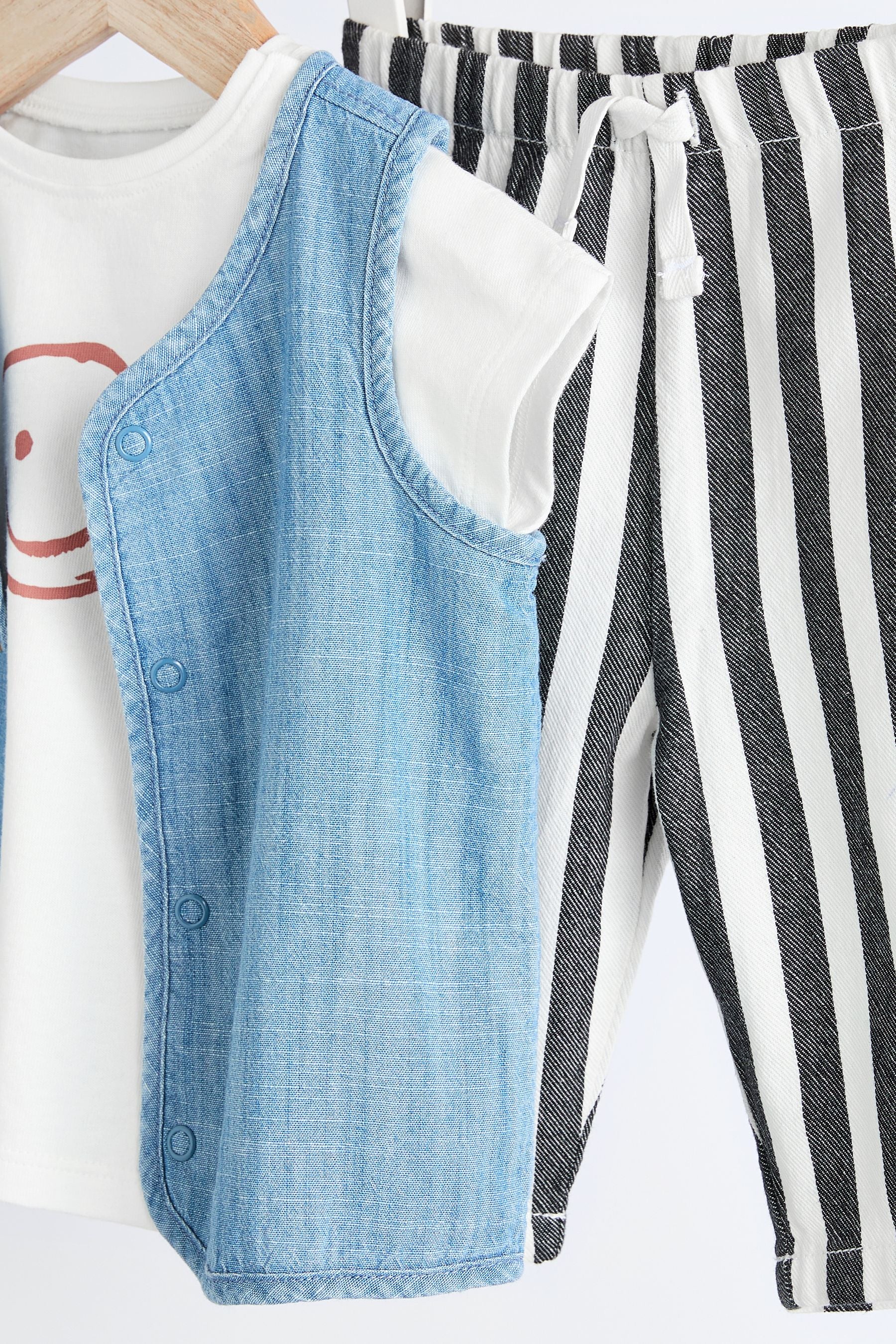 Denim Baby Top Gilet and Trousers Set (0mths-2yrs)