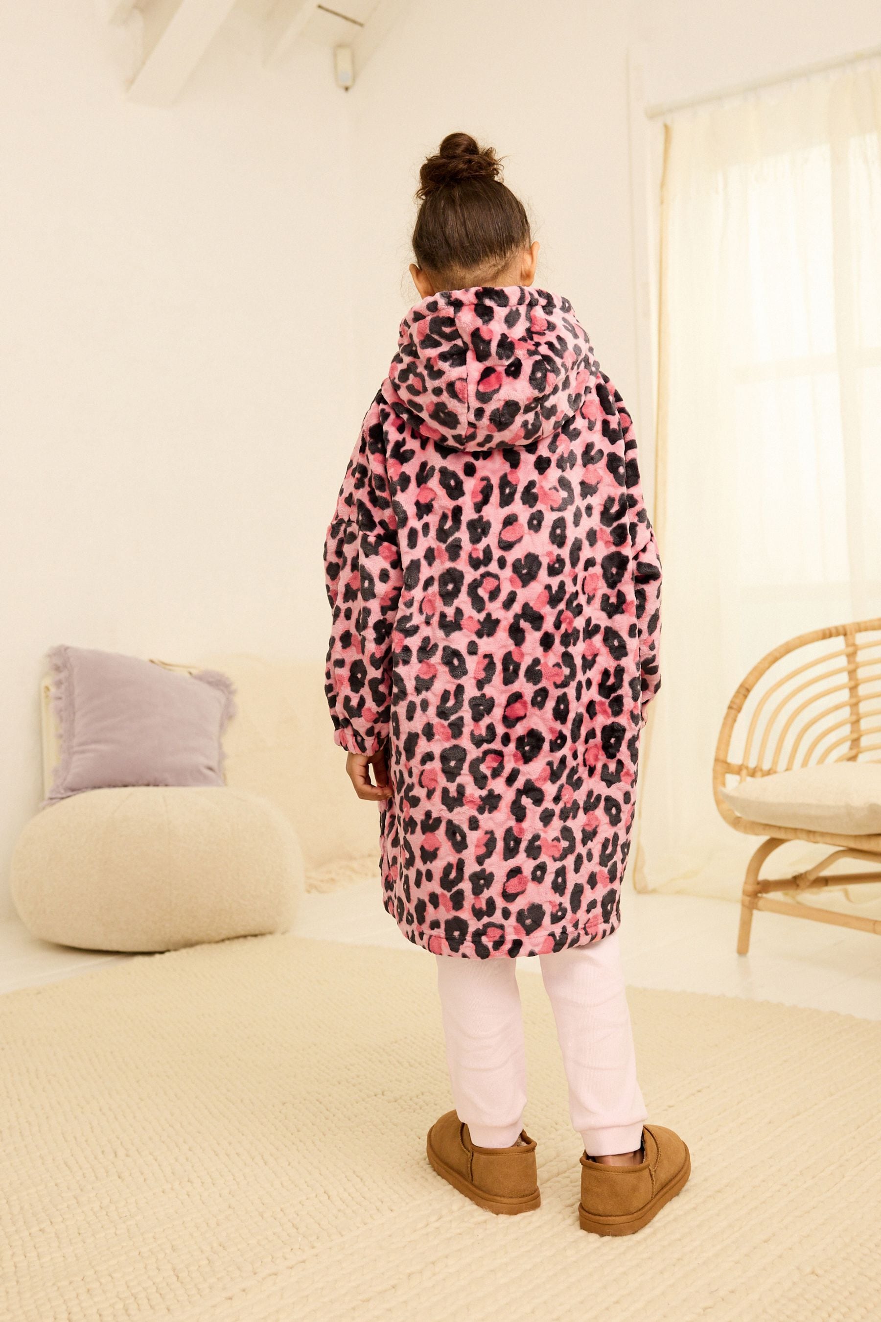 Pink Animal Print Hooded Blanket (3-16yrs)