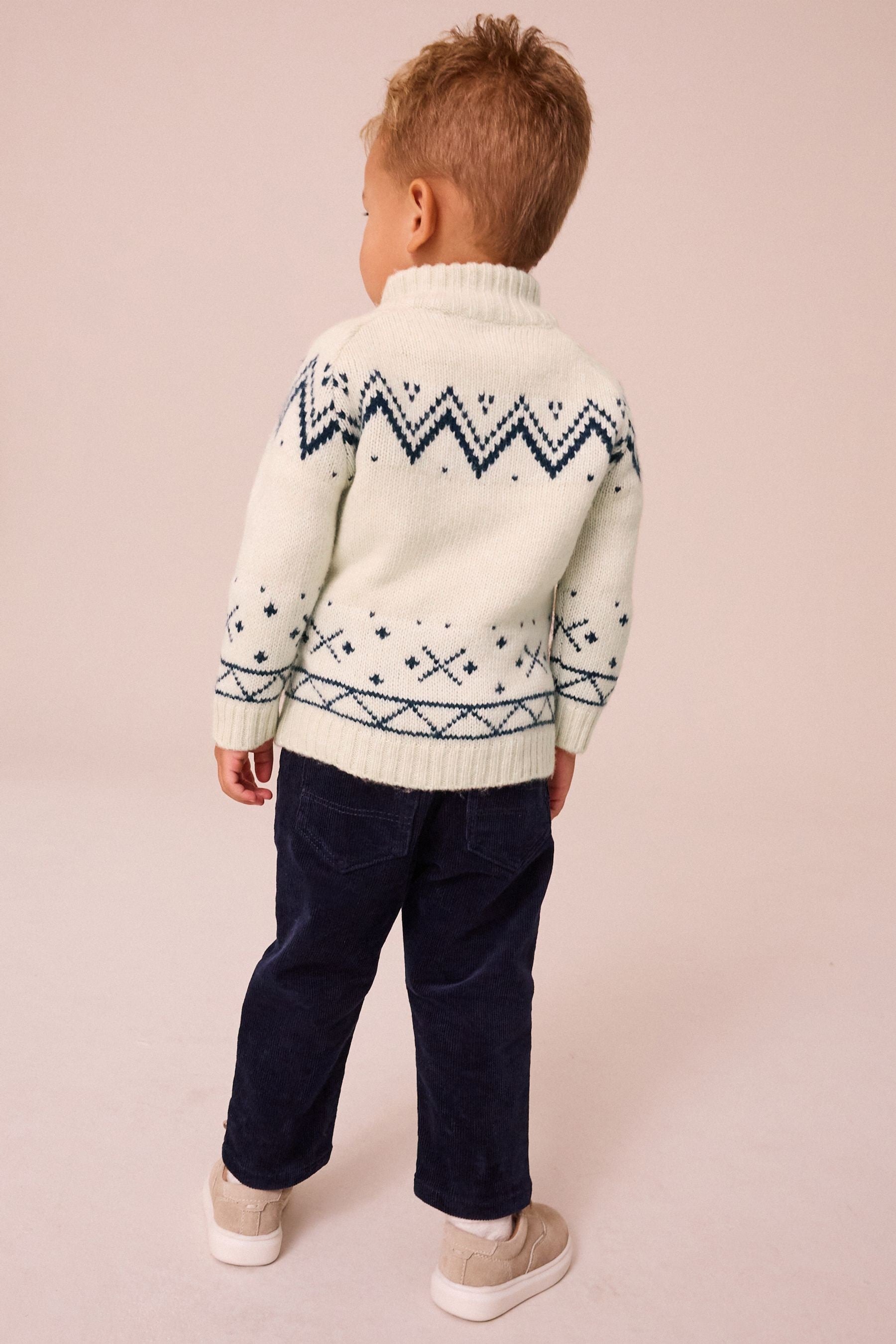 Ecru Fairisle Zip Neck Jumper (3mths-7yrs)