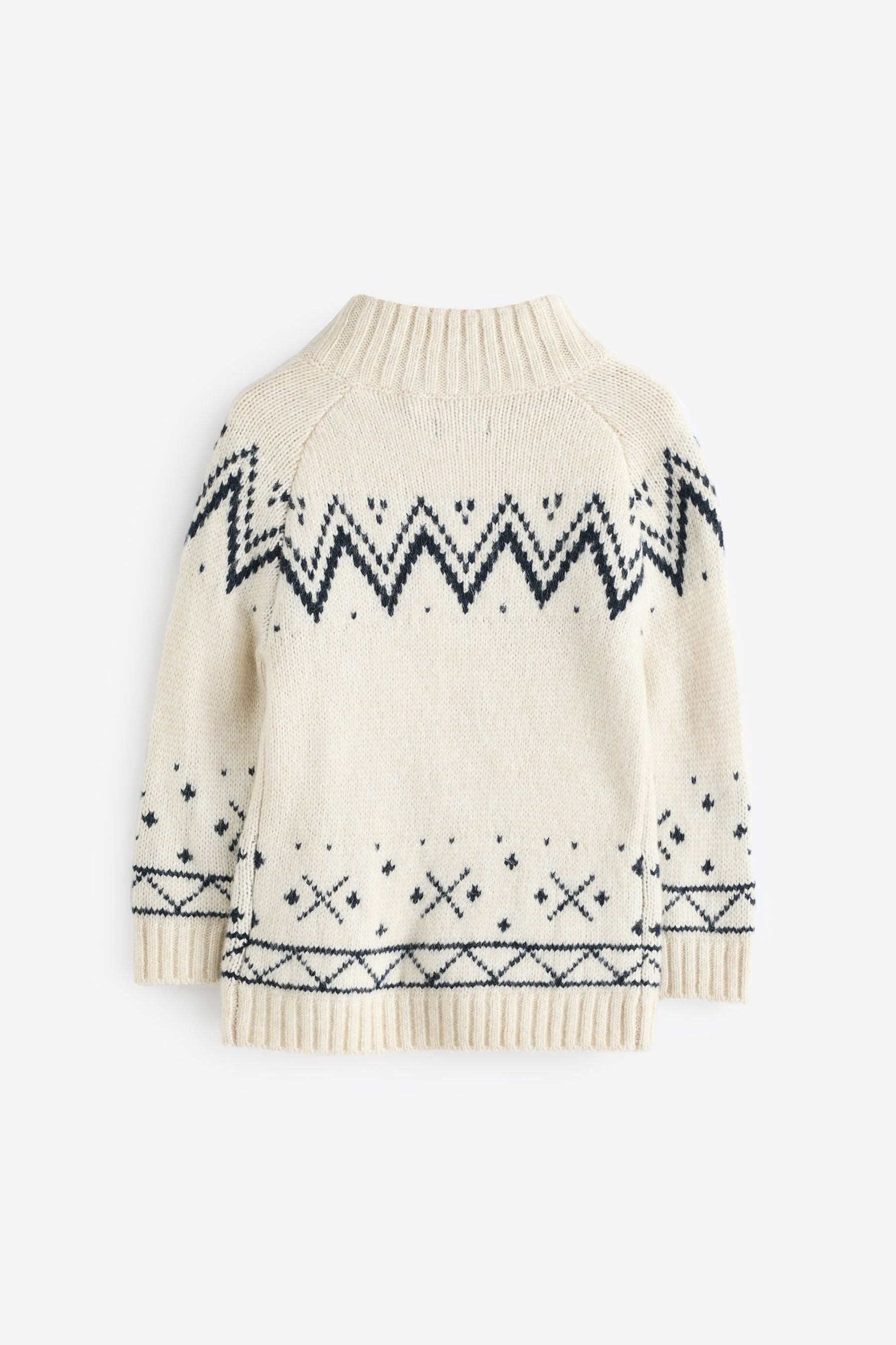 Ecru Fairisle Zip Neck Jumper (3mths-7yrs)