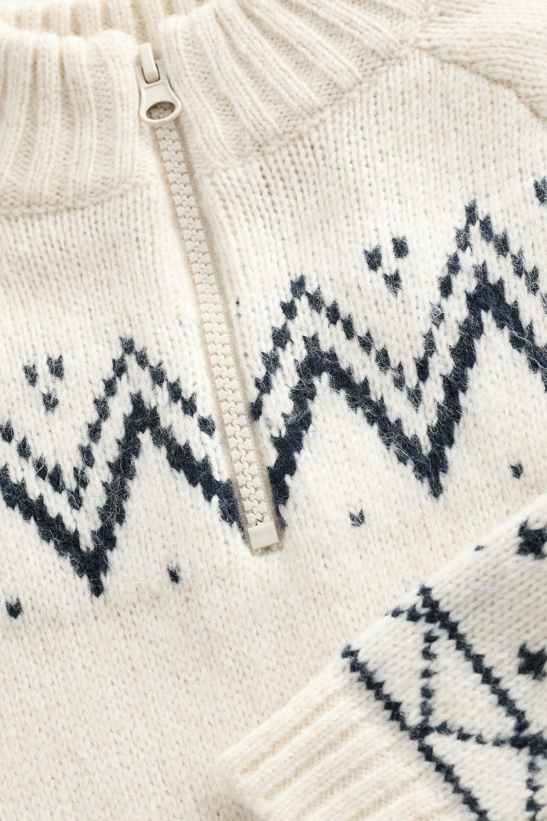 Ecru Fairisle Zip Neck Jumper (3mths-7yrs)