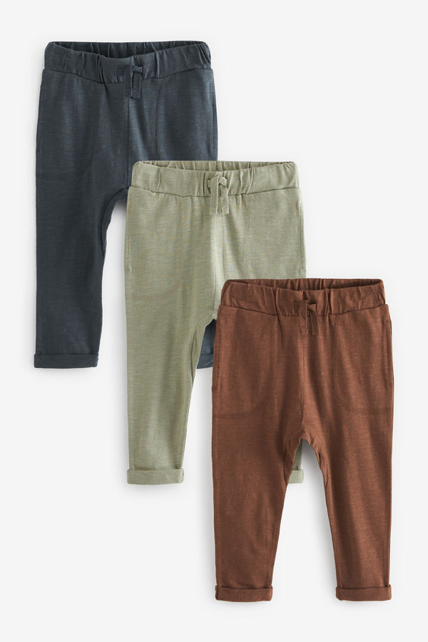 Sage Green 100% Cotton Lightweight Joggers 3 Pack (3mths-7yrs)