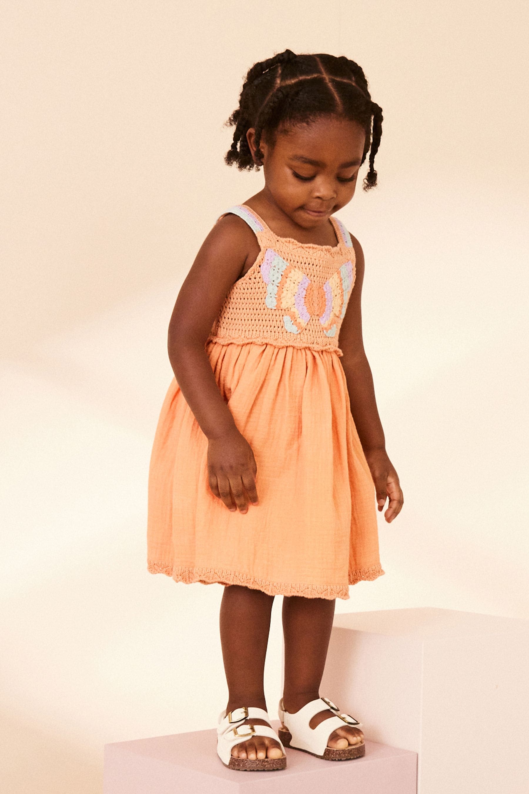 Orange Butterfly 100% Cotton Dress (3mths-7yrs)