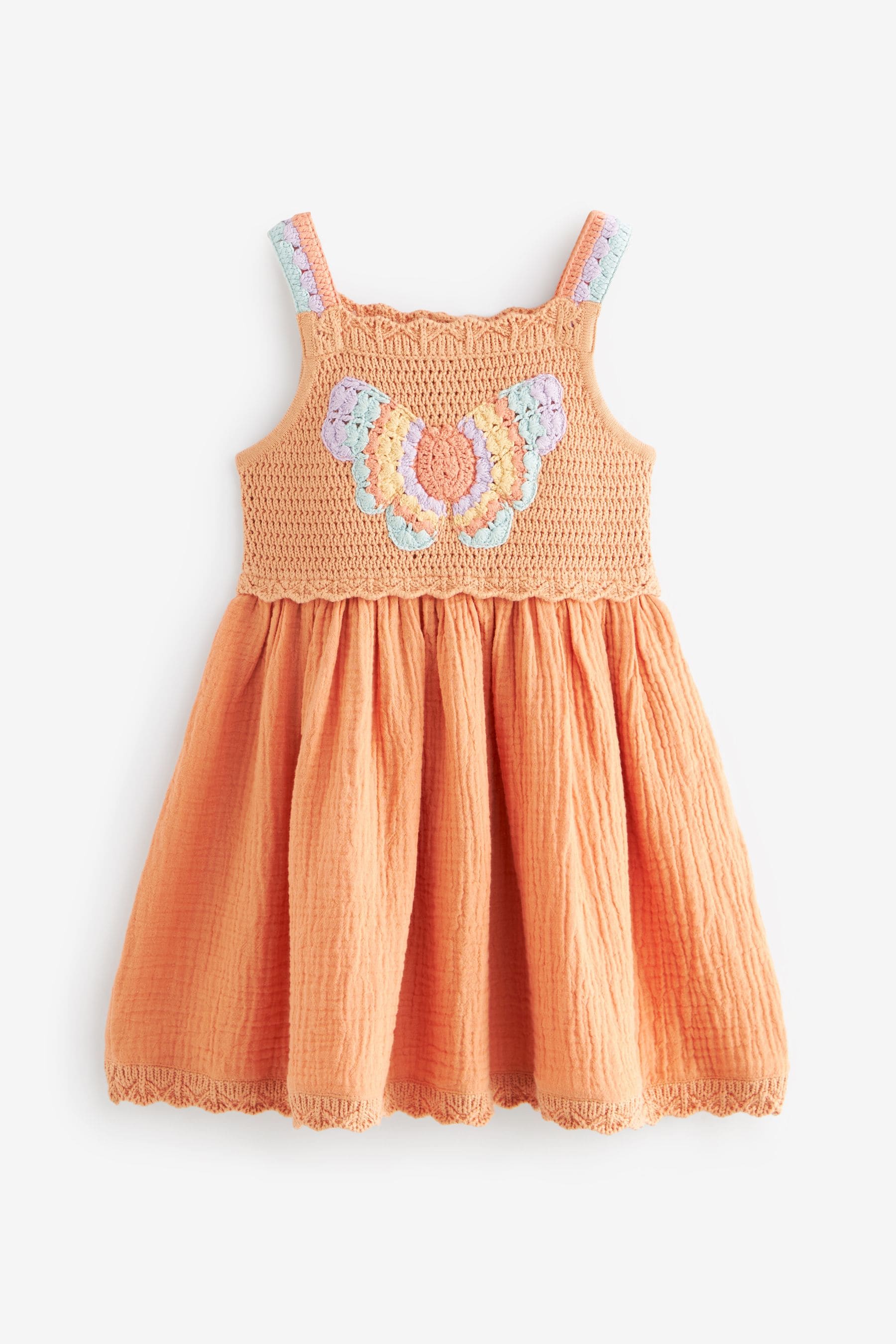 Orange Butterfly 100% Cotton Dress (3mths-7yrs)