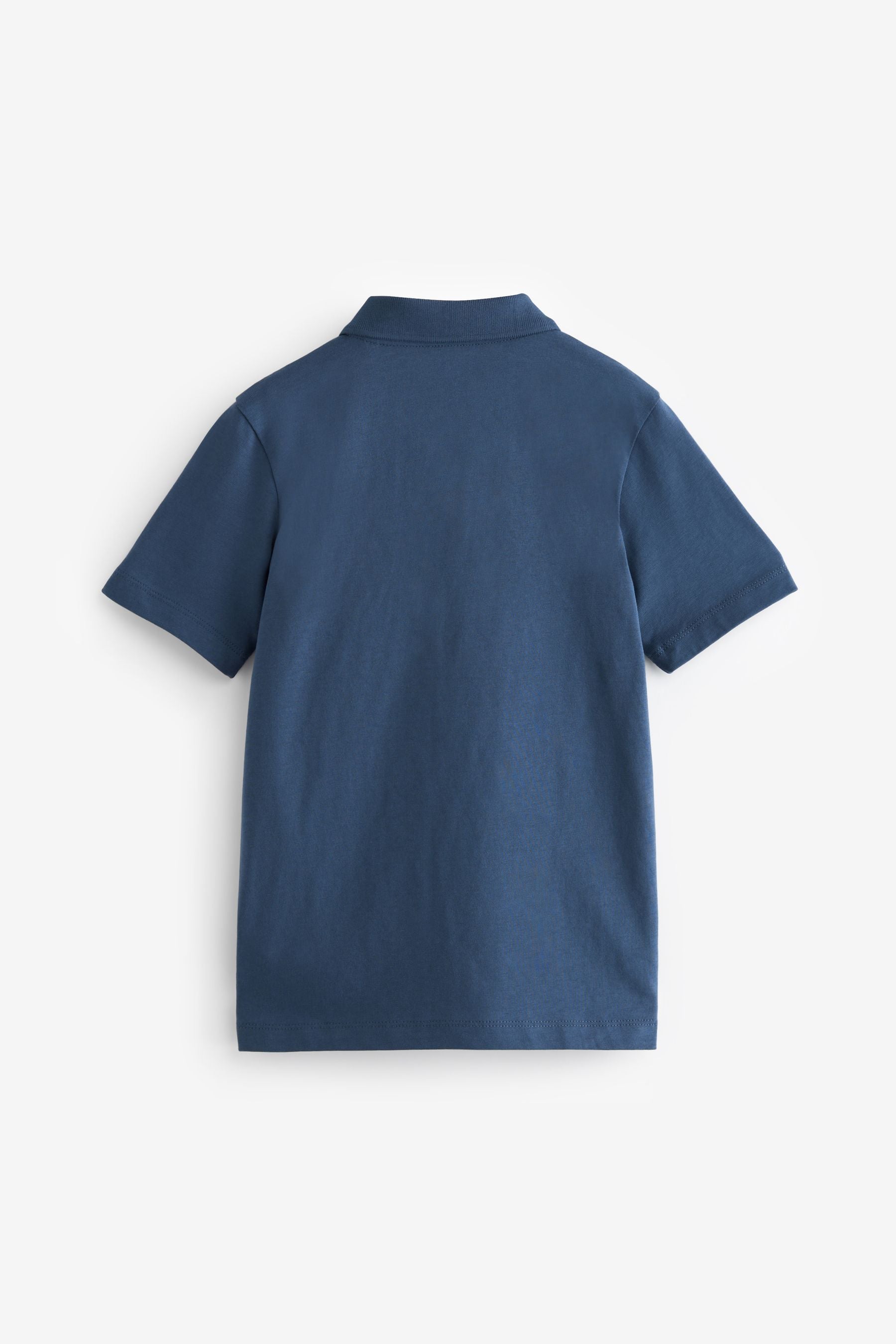 Blue Textured Short Sleeve Polo Shirt (3-16yrs)