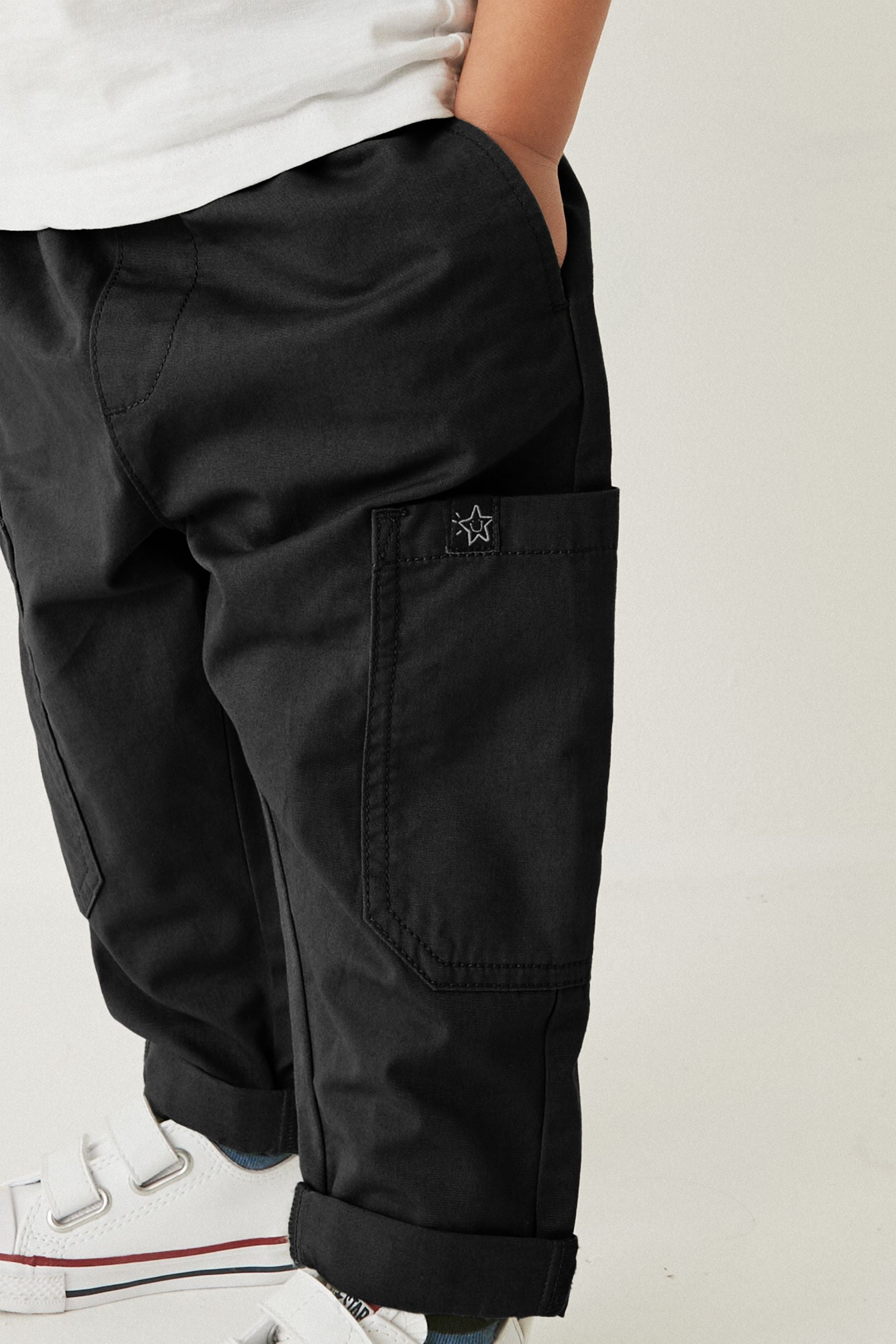 Black Side Pocket Pull-On Trousers (3mths-7yrs)