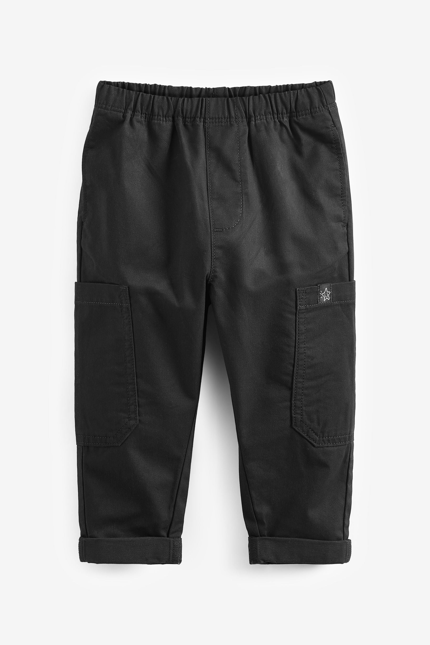 Black Side Pocket Pull-On Trousers (3mths-7yrs)