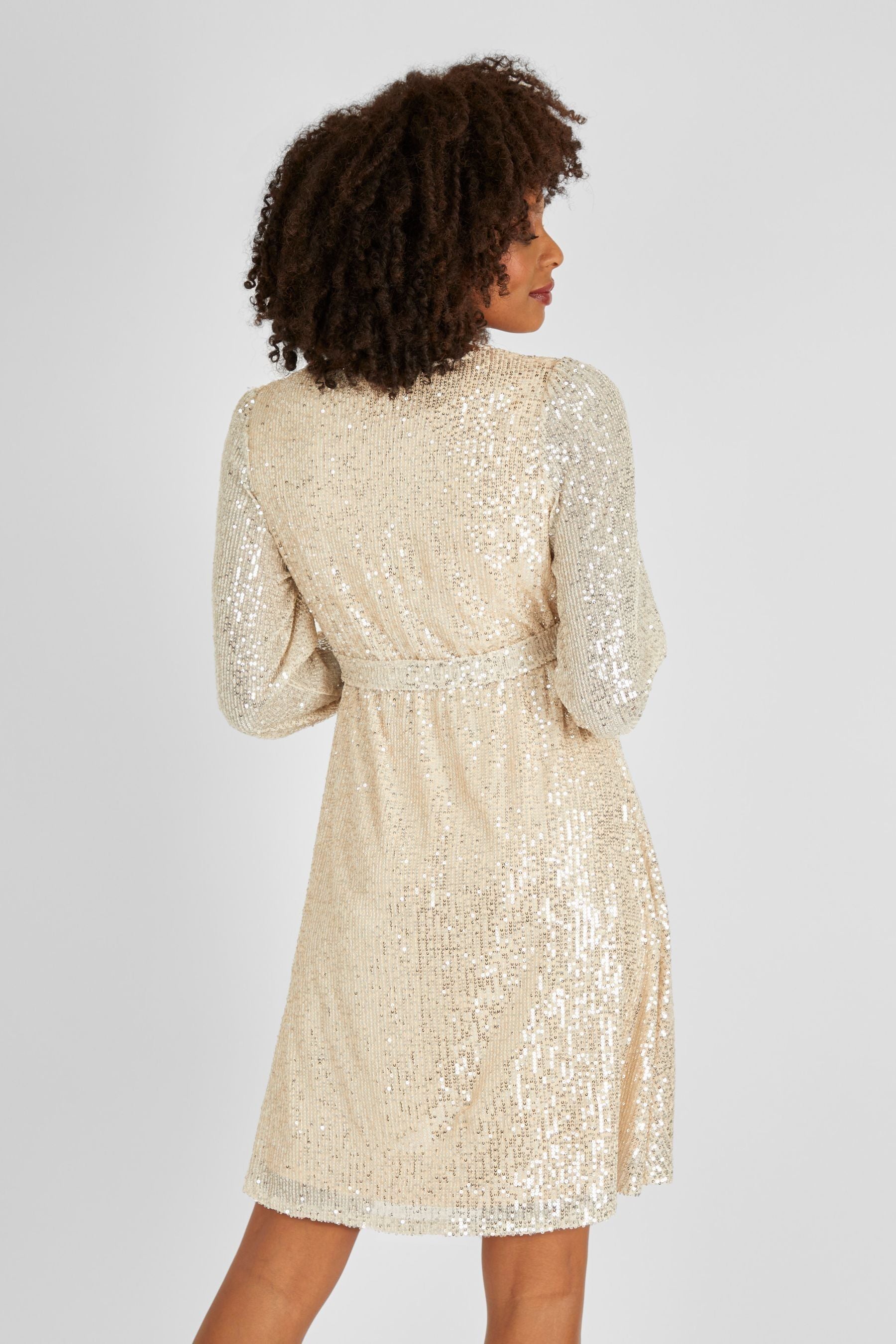 Champagne JoJo Maman Bébé Sequin Mini Maternity Dress