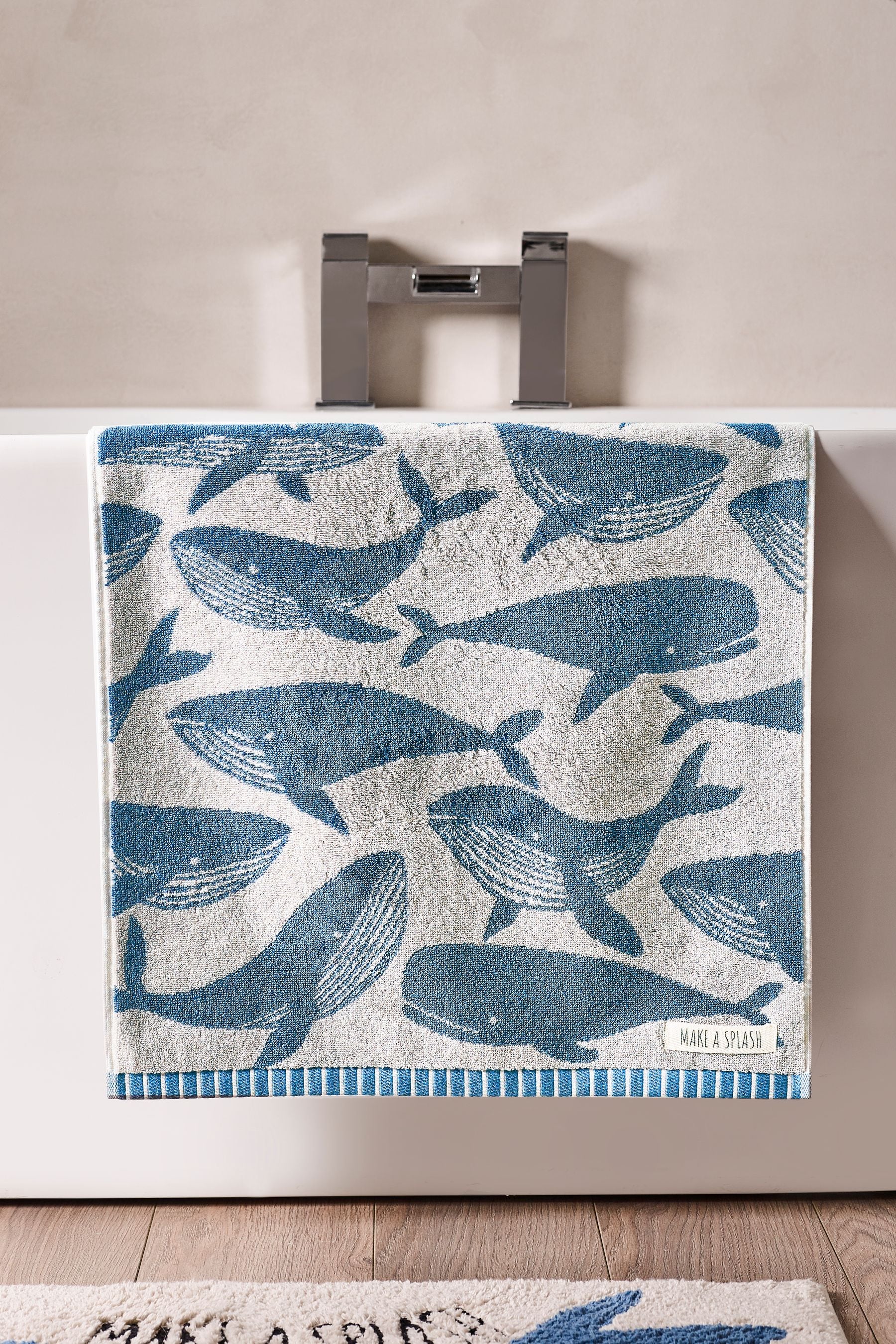 Blue Whale 100% Cotton Towel