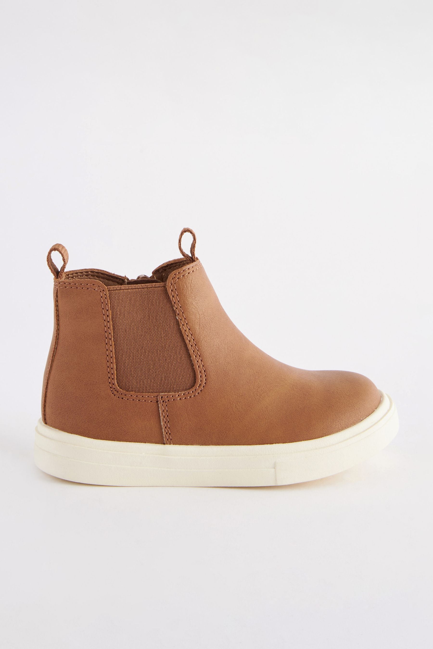 Tan Brown Wide Fit (G) Chelsea Boots with Zip Fastening