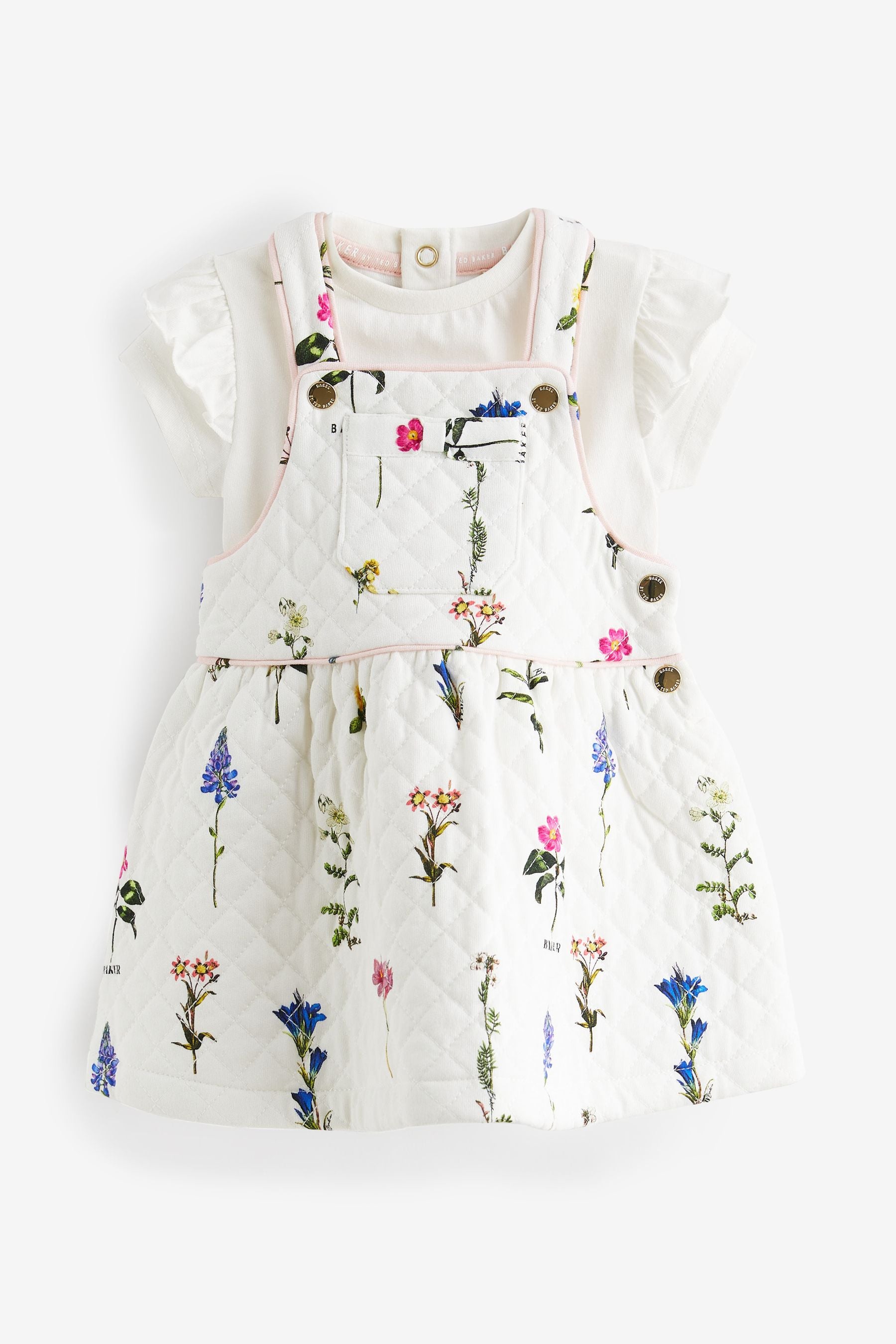 Baker by Ted Baker Floral Quilted Pinafore and T-Shirt Set