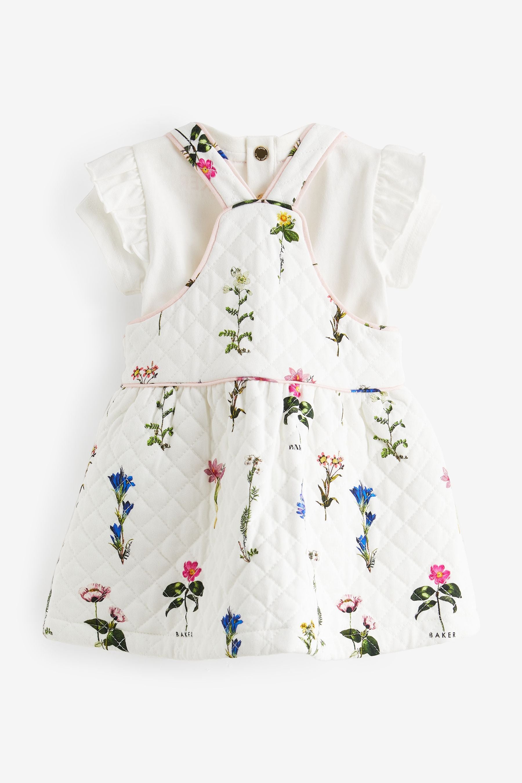 Baker by Ted Baker Floral Quilted Pinafore and T-Shirt Set