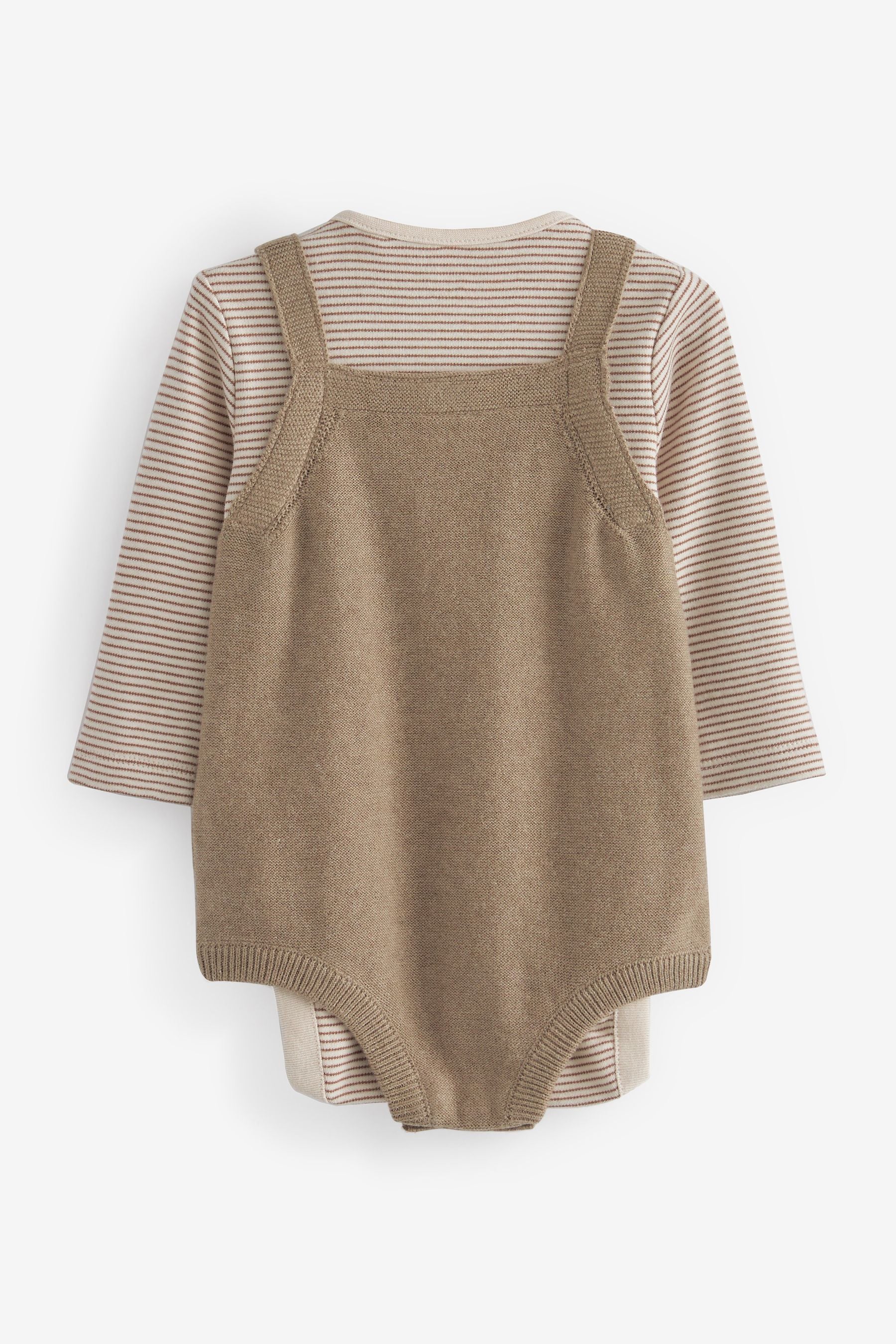 Brown Knitted Baby Romper, Top & Tights 3 Piece Set (0-18mths)