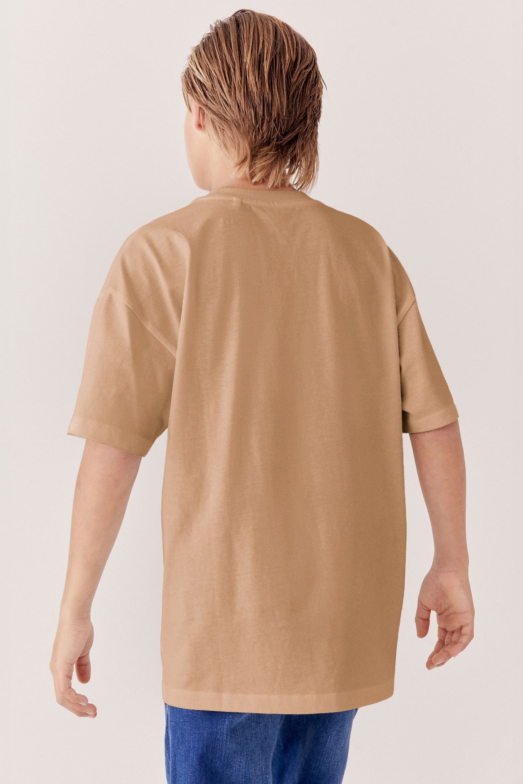 Brown Tan Oversized Cotton Short Sleeve T-Shirt (3-16yrs)