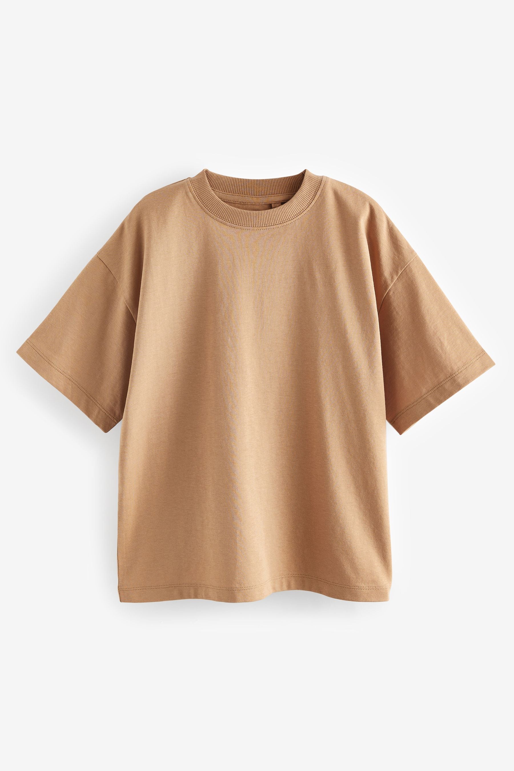 Brown Tan Oversized Cotton Short Sleeve T-Shirt (3-16yrs)