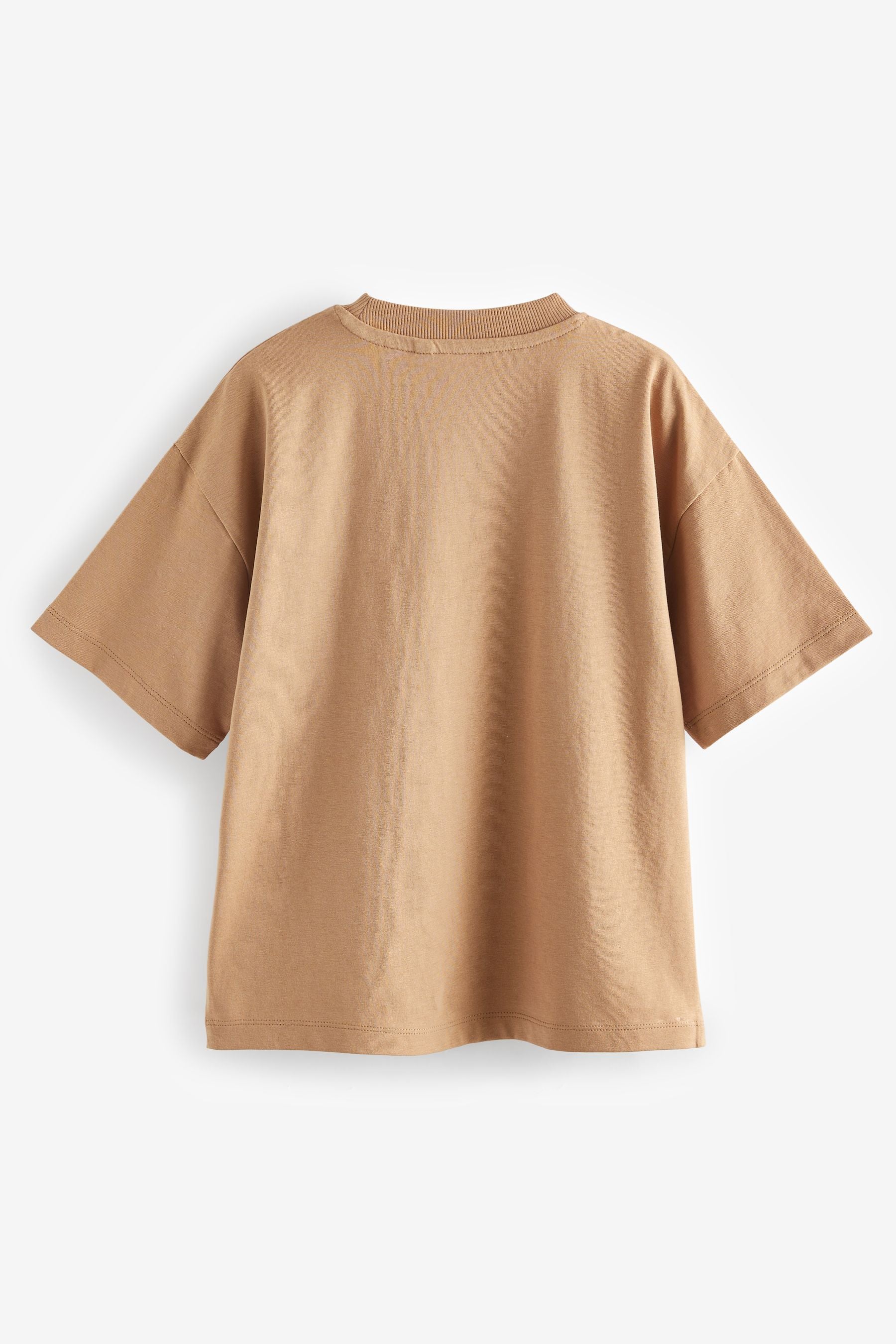 Brown Tan Oversized Cotton Short Sleeve T-Shirt (3-16yrs)