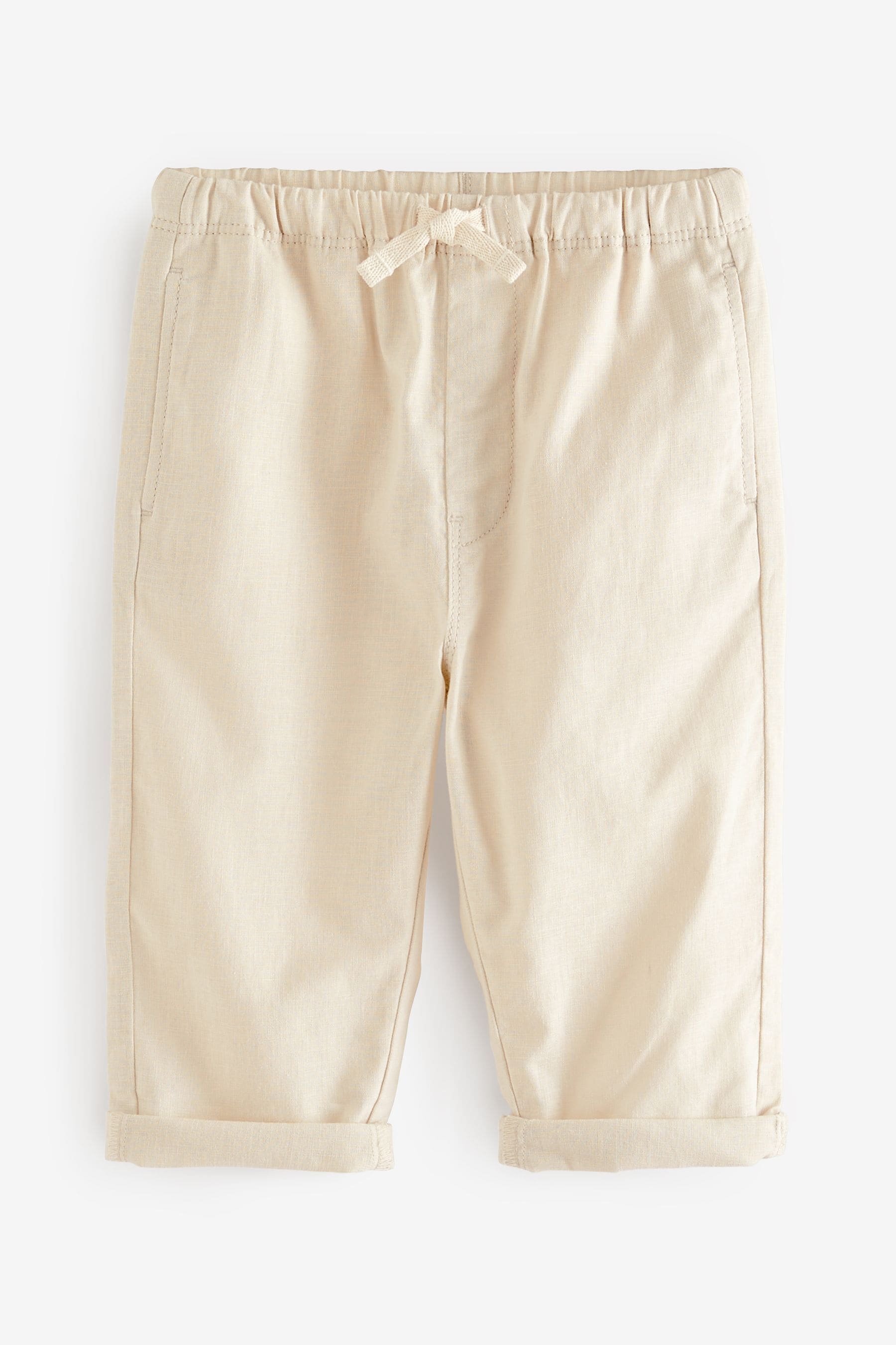 Ecru Cream Loose Fit Pull-On Linen Blend Trousers (3mths-7yrs)