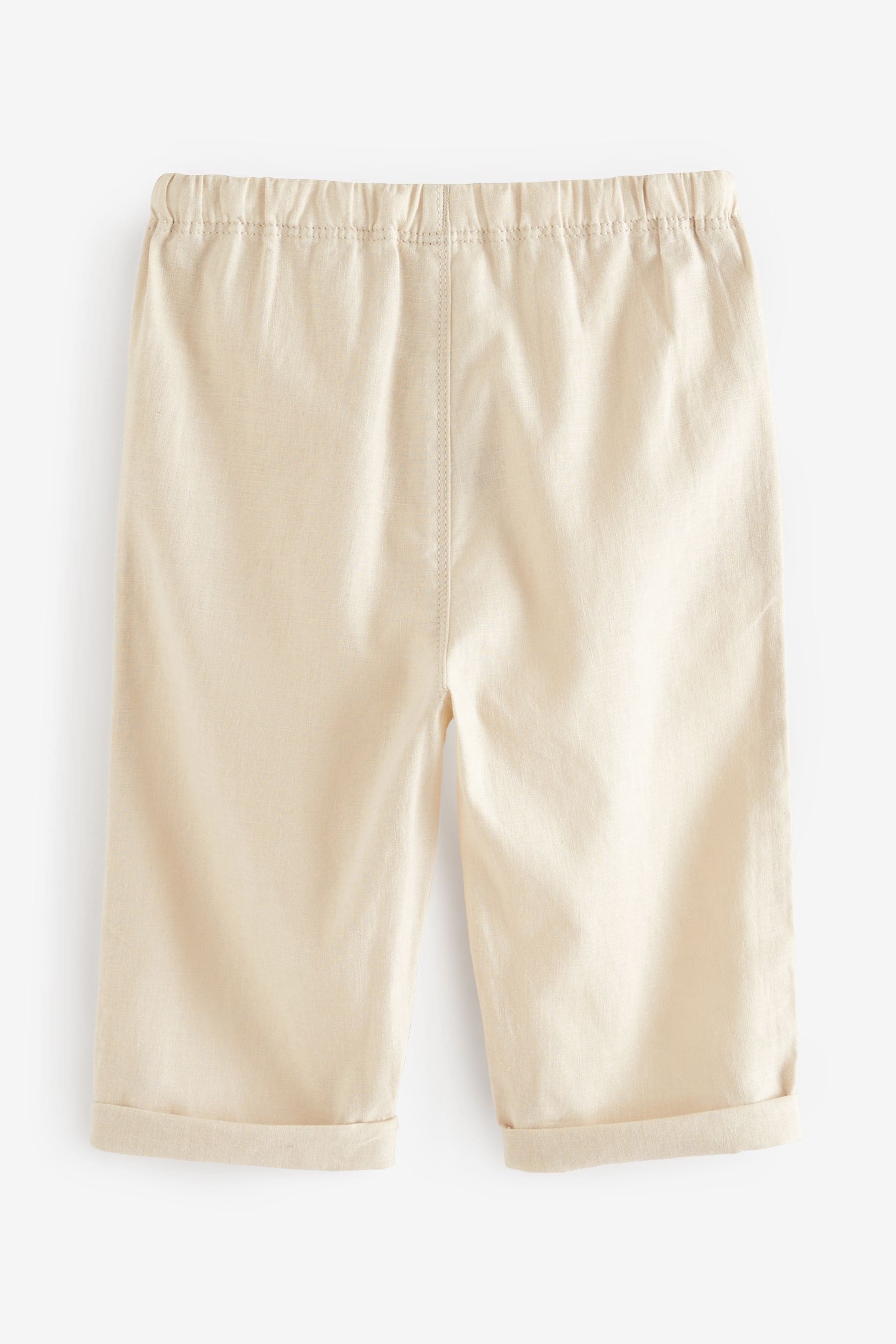 Ecru Cream Loose Fit Pull-On Linen Blend Trousers (3mths-7yrs)