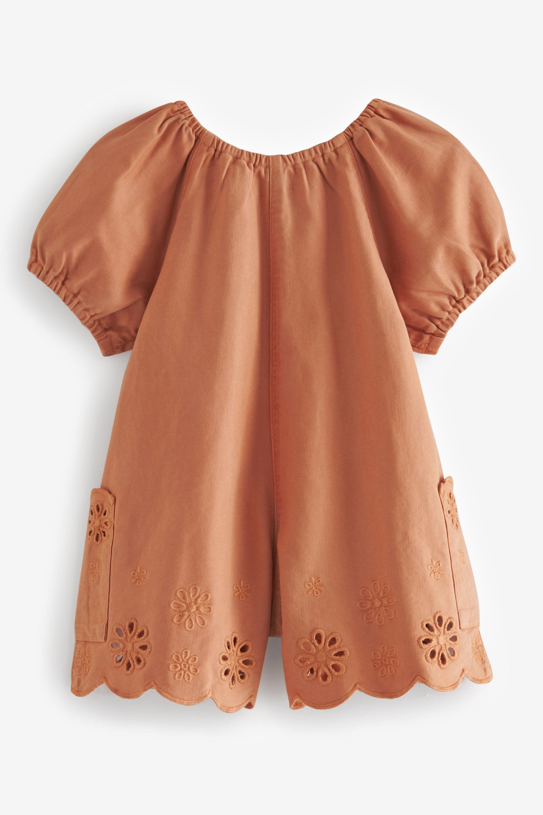 Rust Brown Broderie Playsuit (3mths-7yrs)