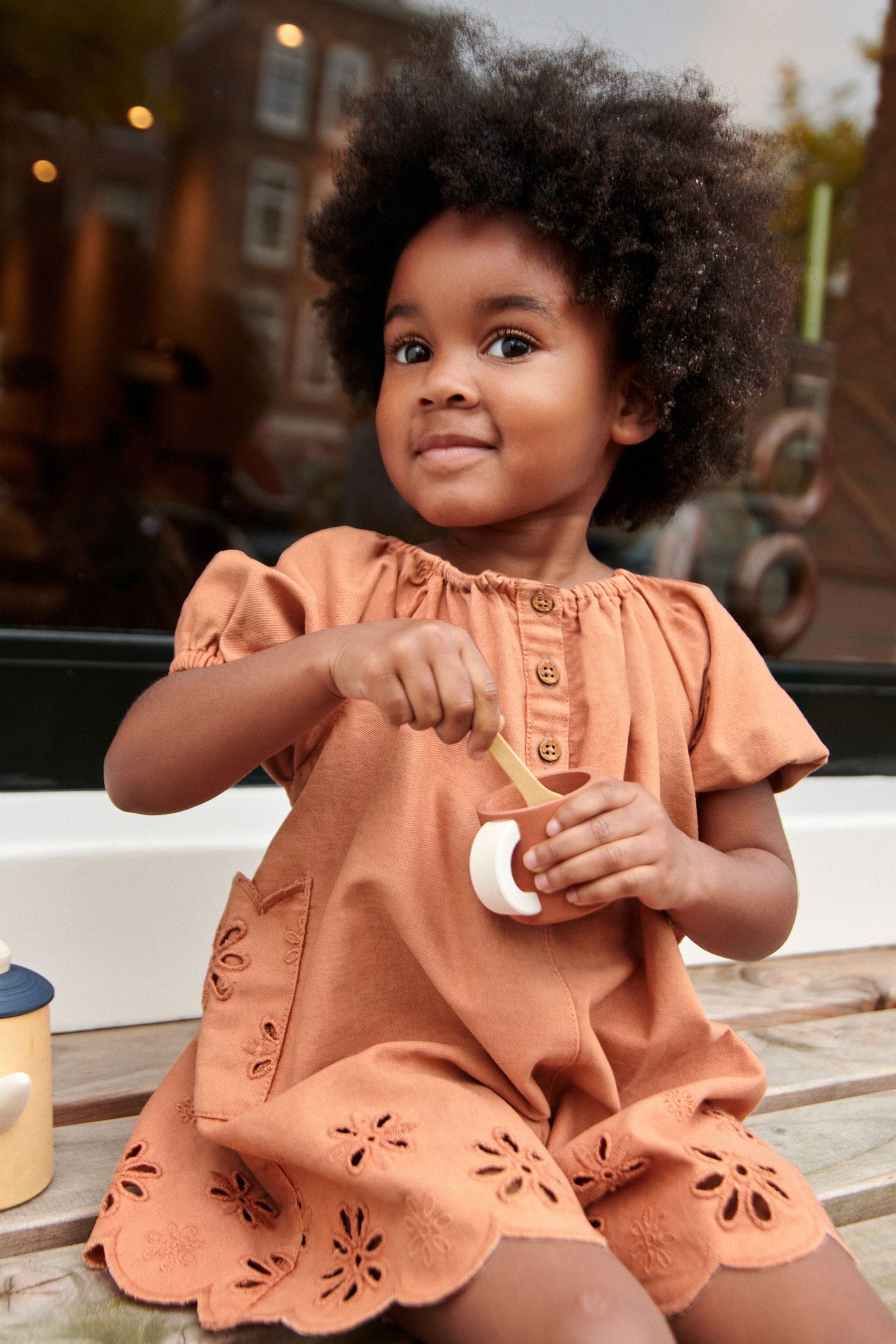 Rust Brown Broderie Playsuit (3mths-7yrs)