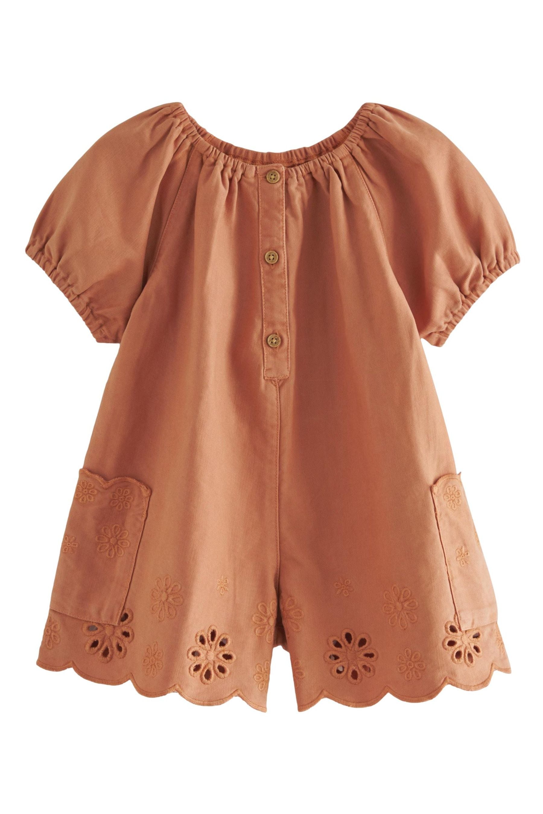 Rust Brown Broderie Playsuit (3mths-7yrs)