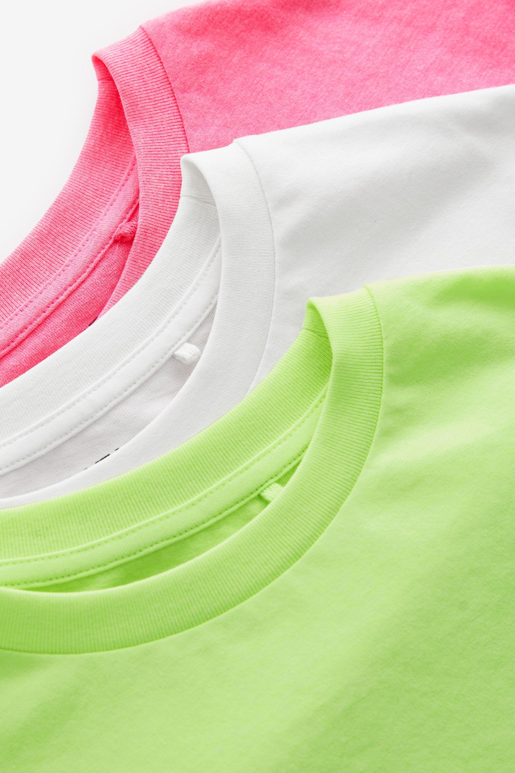 Fluro Pink/Yellow/White Oversized 100% Cotton T-Shirts 3 Pack (3-16yrs)