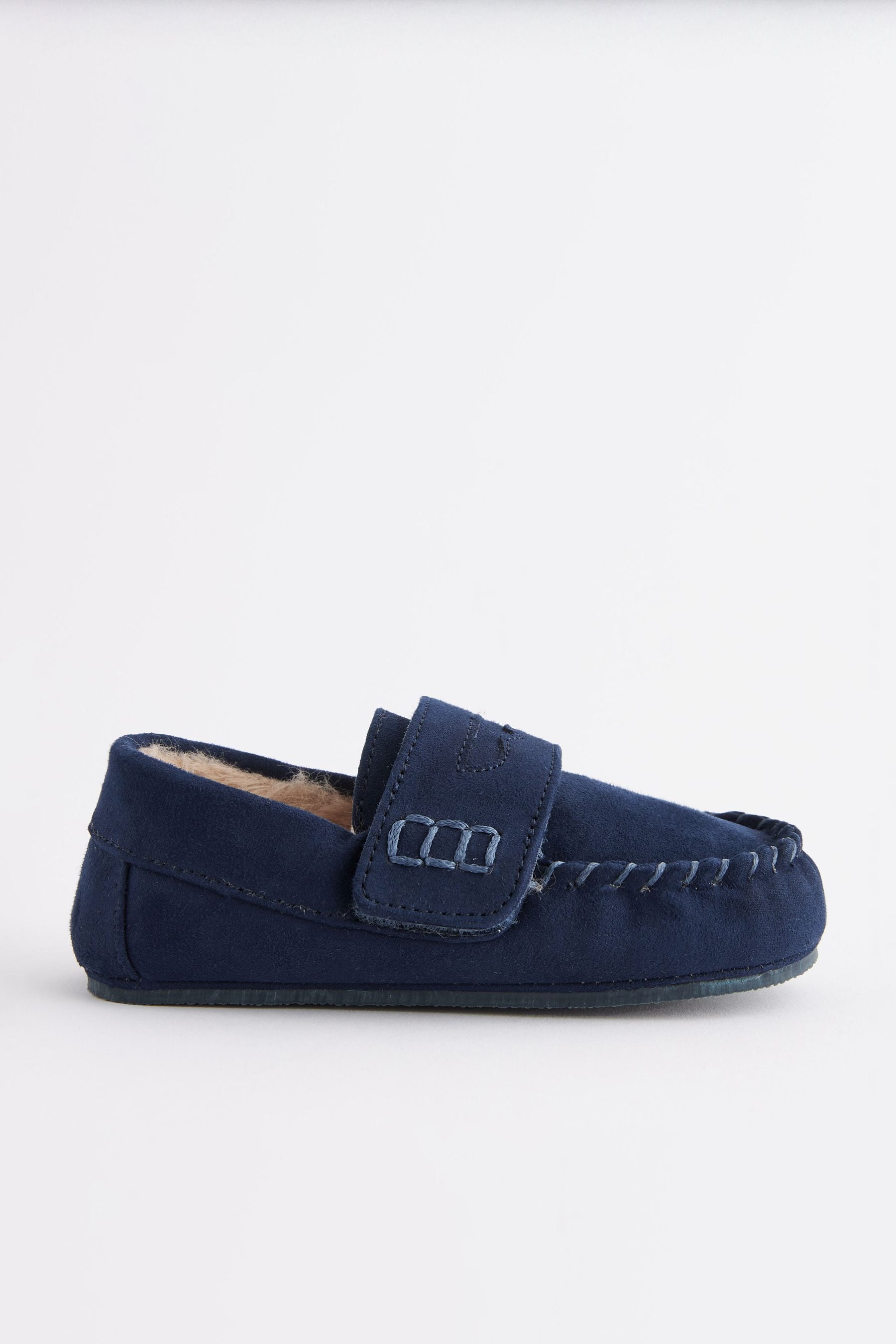 Navy Mocassin Warm Lined Slippers