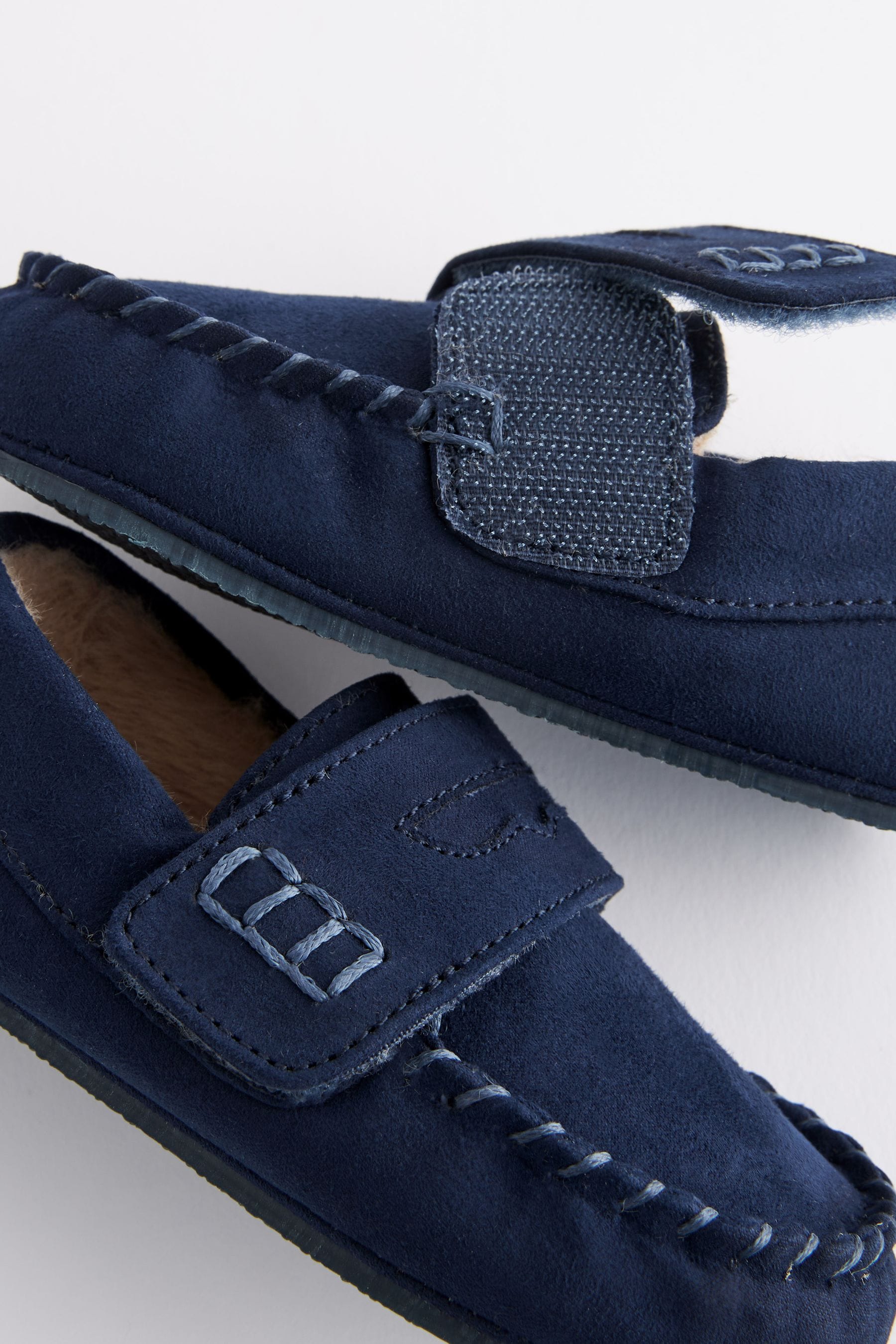 Navy Mocassin Warm Lined Slippers