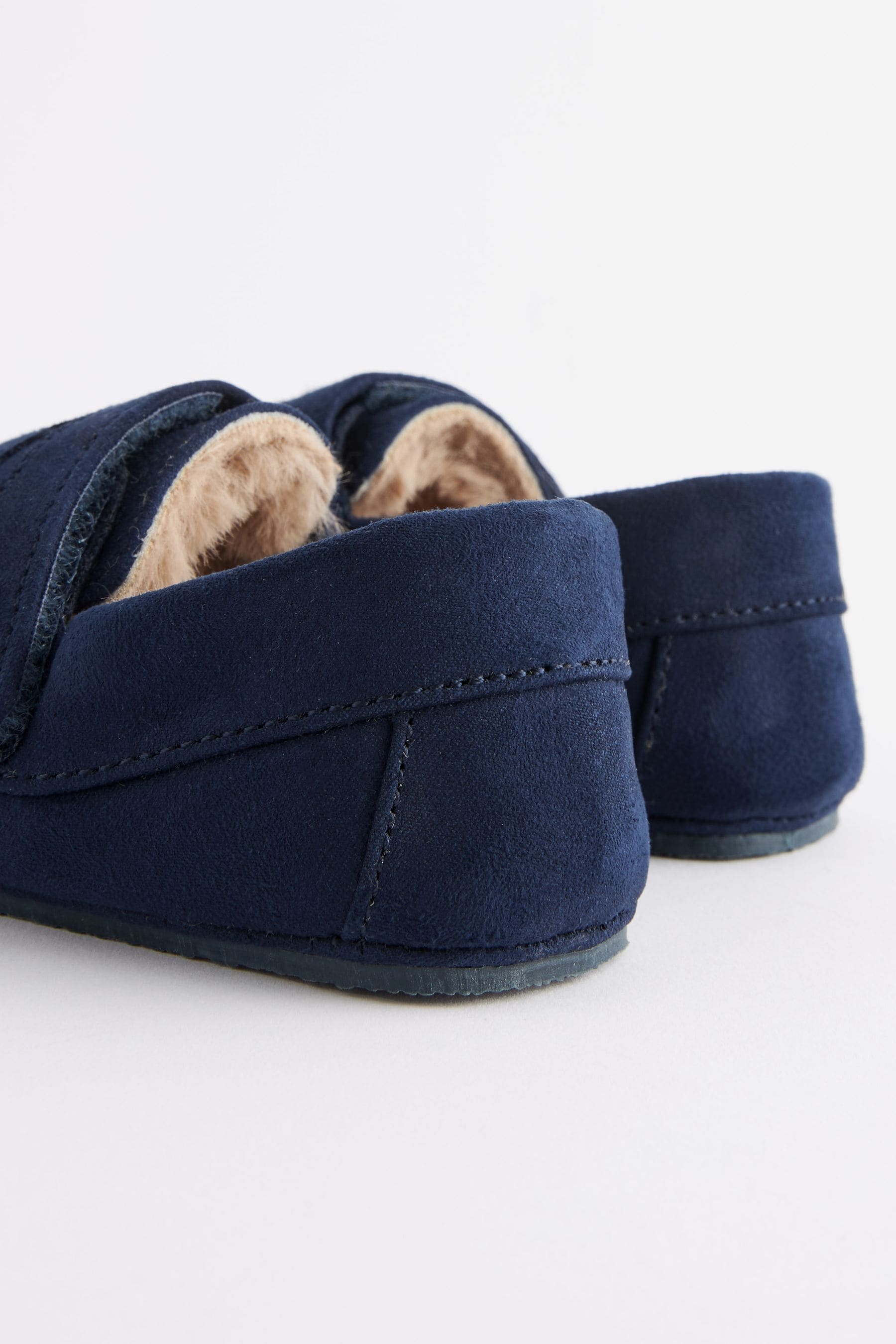 Navy Mocassin Warm Lined Slippers