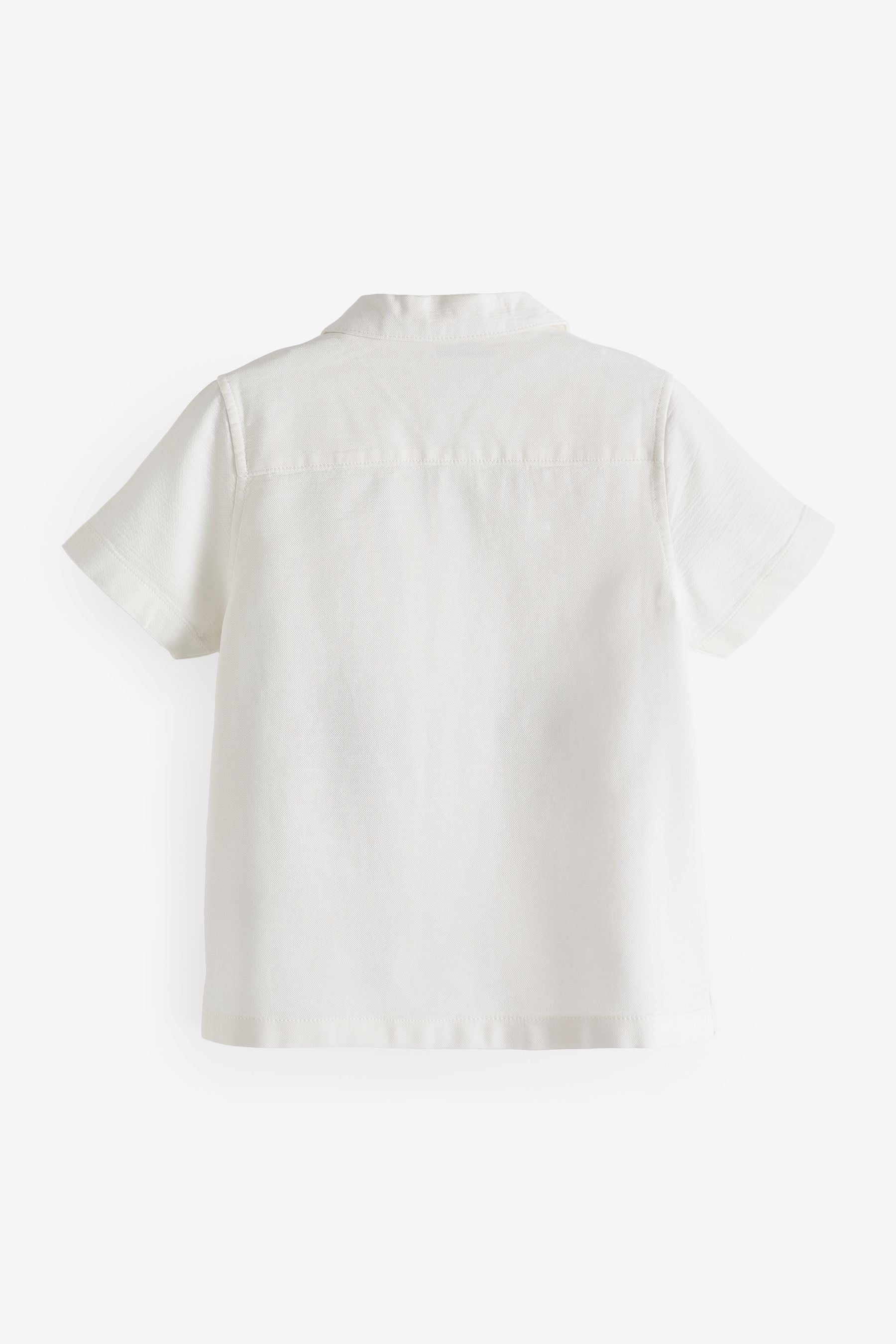 White Short Sleeve Embroidered Shirt (3-16yrs)