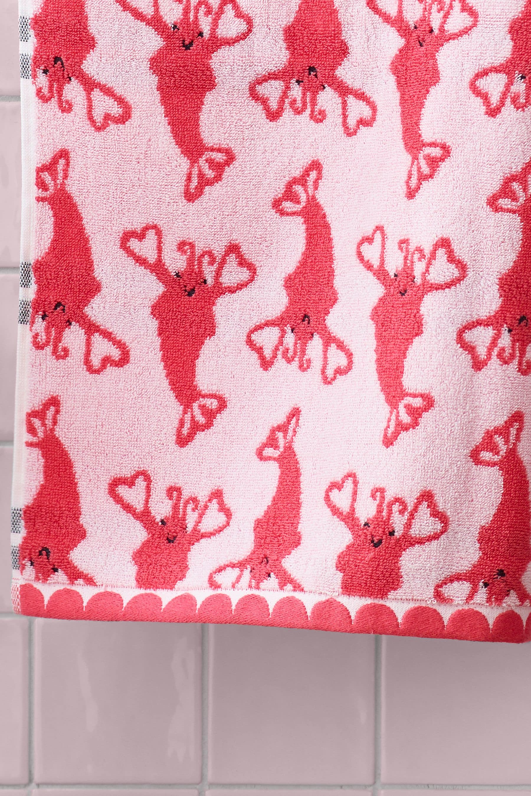 Pink Lobster Towel 100% Cotton