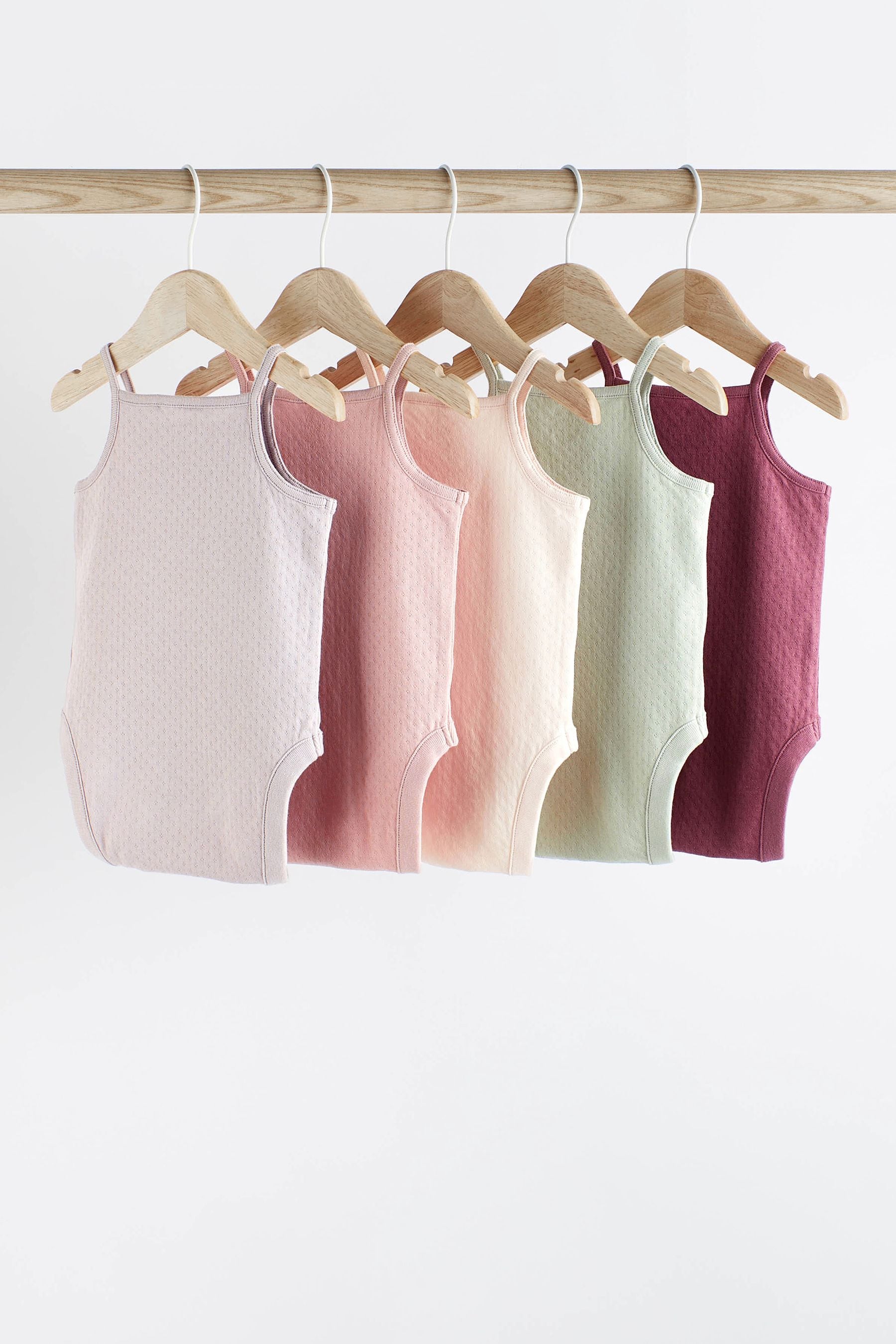 Multi Pastel Baby 5 Pack Strappy Vest Bodysuits