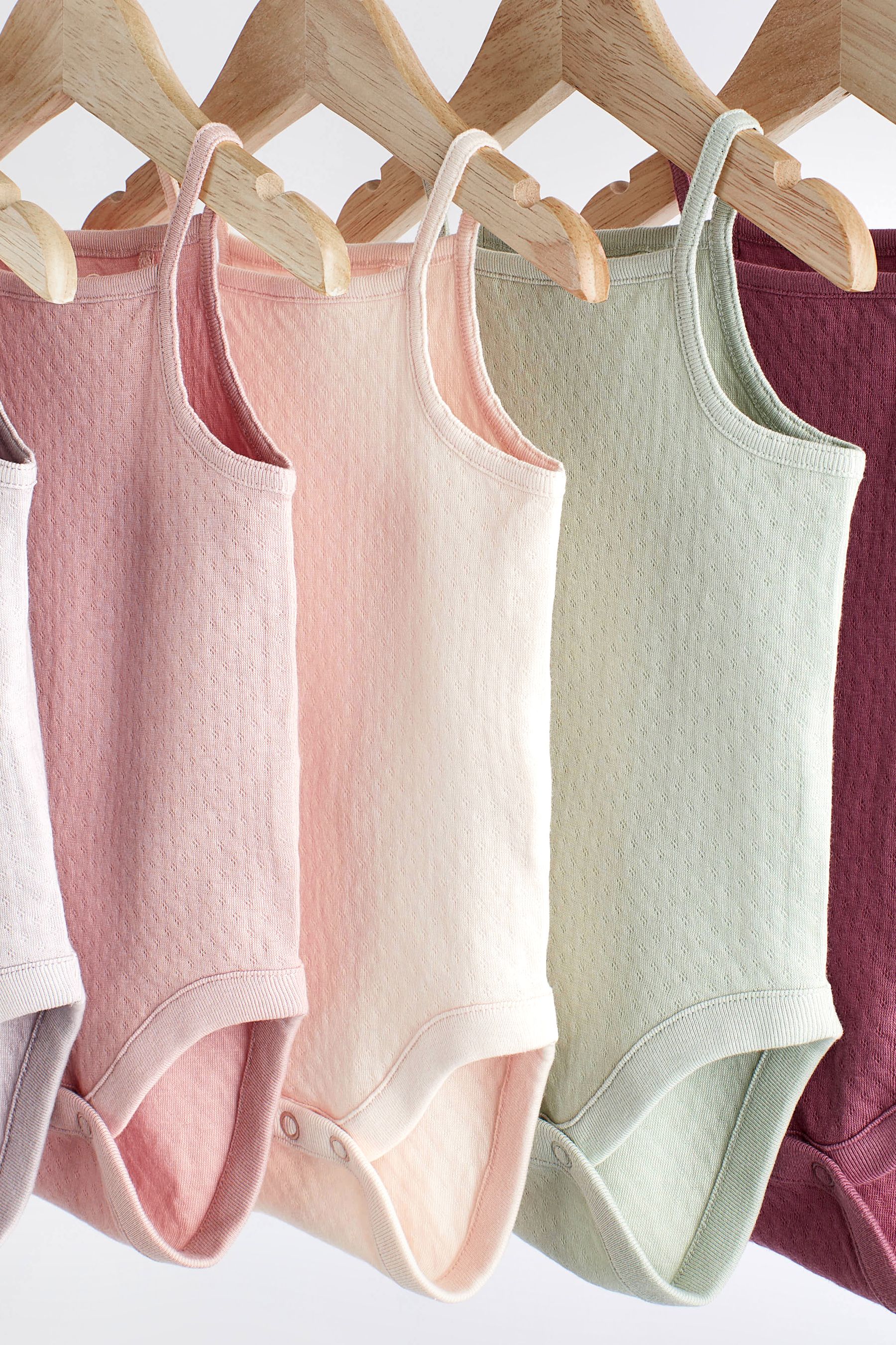 Multi Pastel Baby 5 Pack Strappy Vest Bodysuits