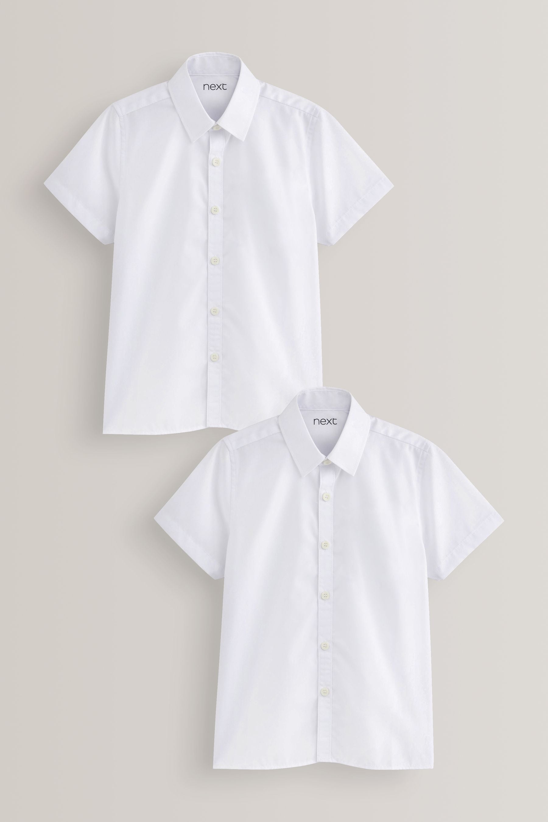 White 2 Pack Short Sleeve Stretch School Shirts (3-16yrs)