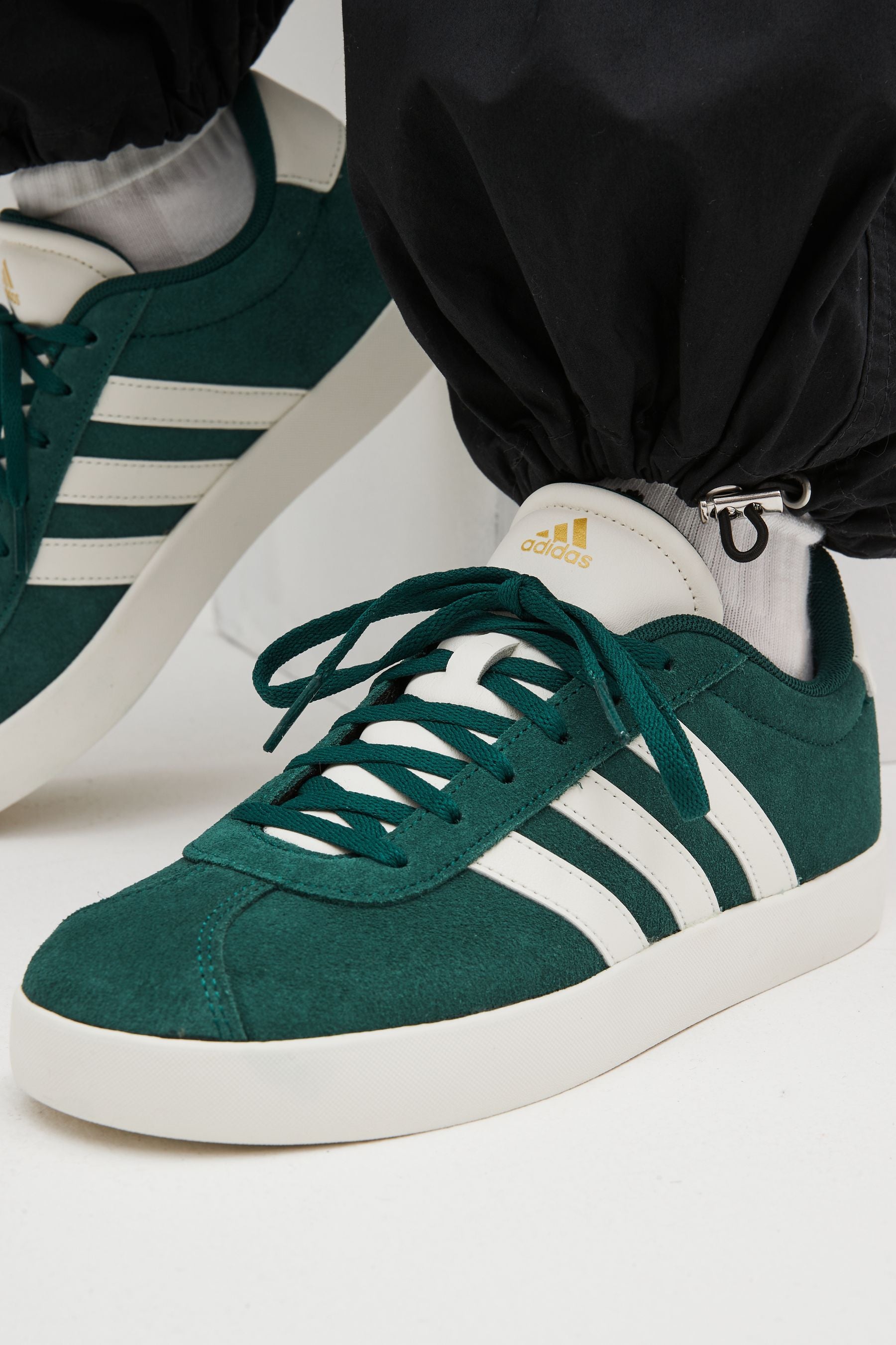 Green/White adidas Junior Sportswear VL Court Trainers