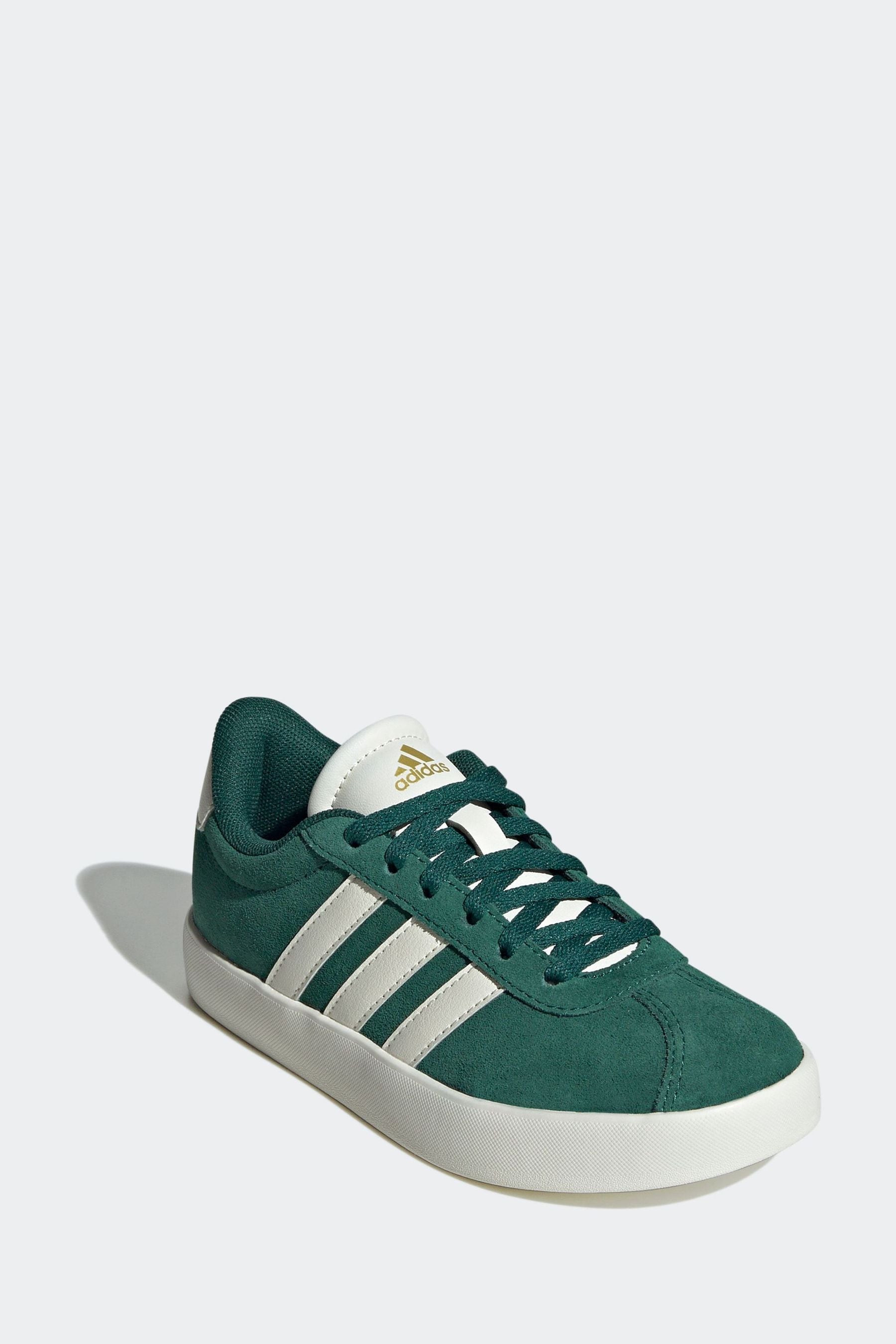 Green/White adidas Junior Sportswear VL Court Trainers