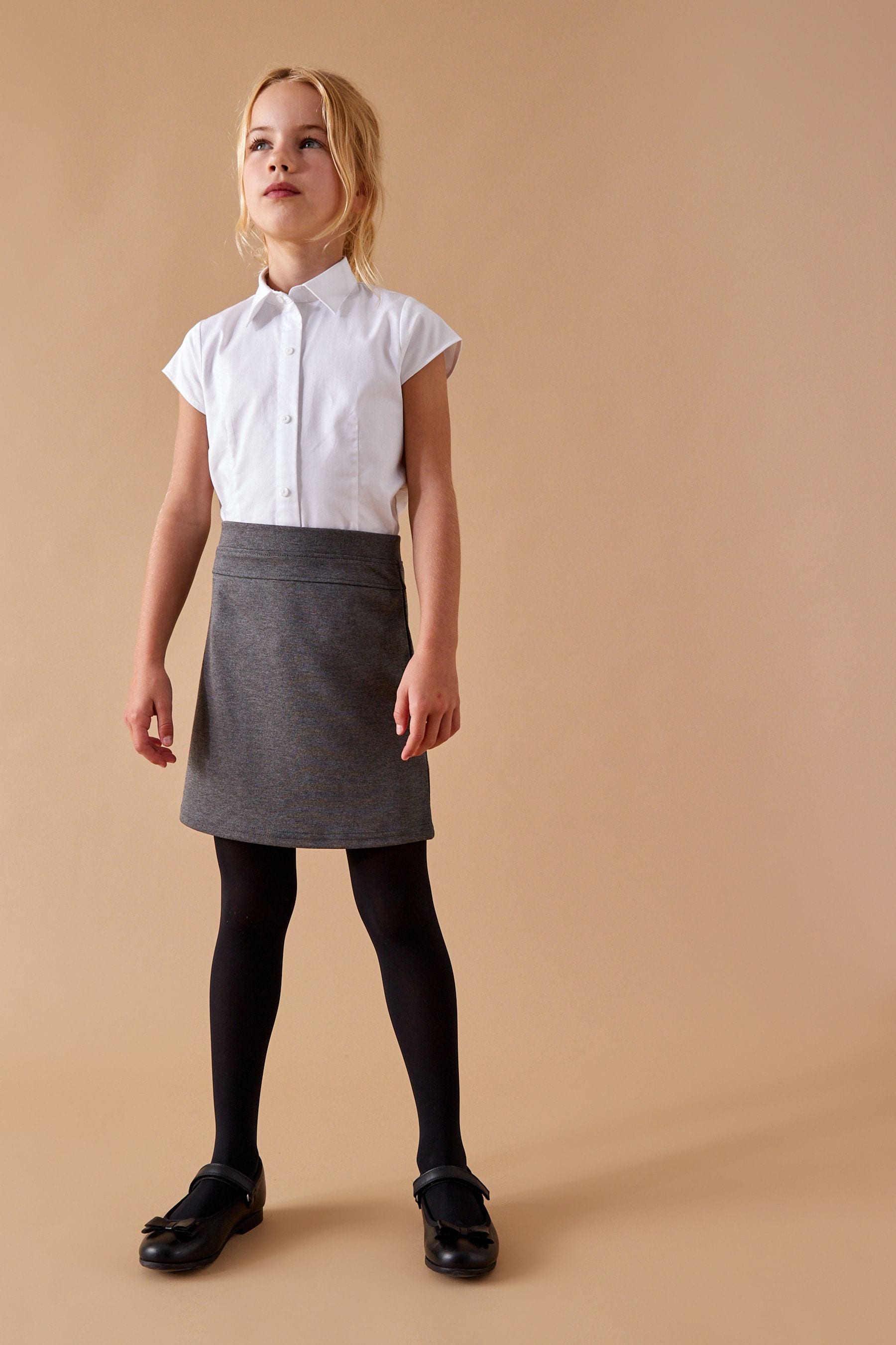 Grey Jersey Stretch Pull-On School Pencil Skirt (3-18yrs)