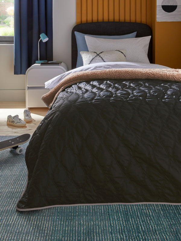 Black Quilted Super Soft Fleece Throw Blanket