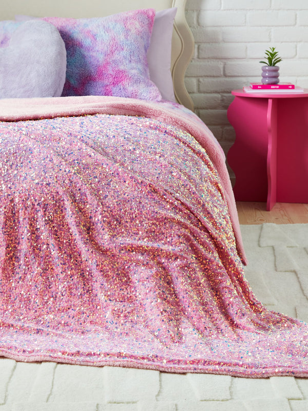 Pink Sequin Super Soft Fleece Throw Blanket