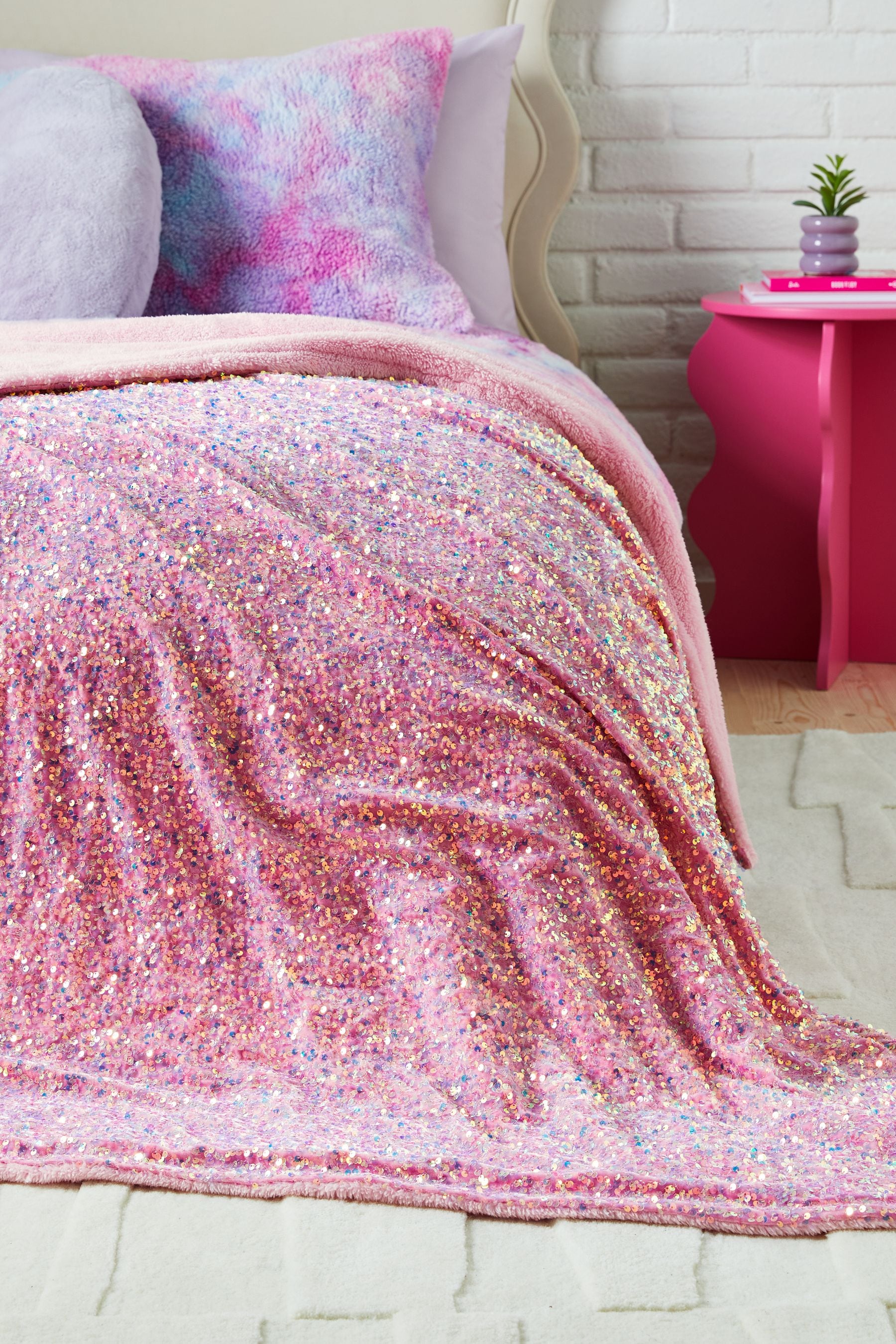 Pink Sequin Super Soft Fleece Throw Blanket