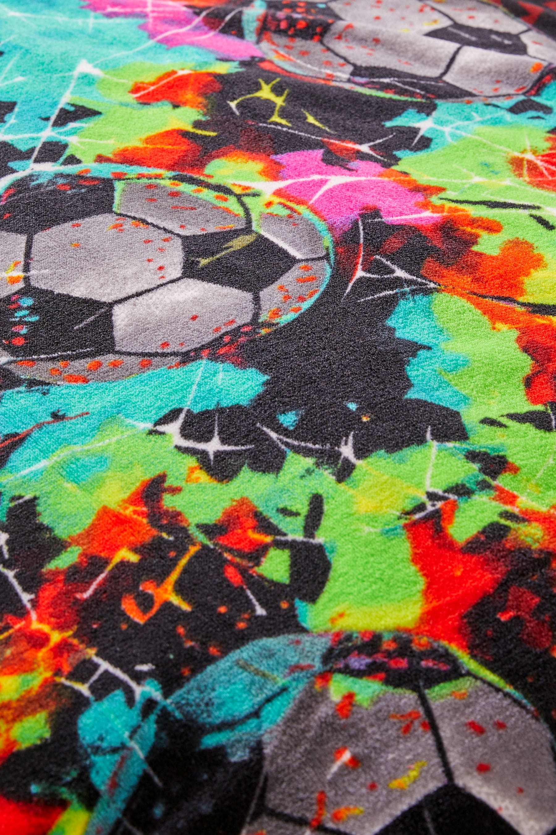 Multi Bright Football Super Soft Fleece Throw Blanket