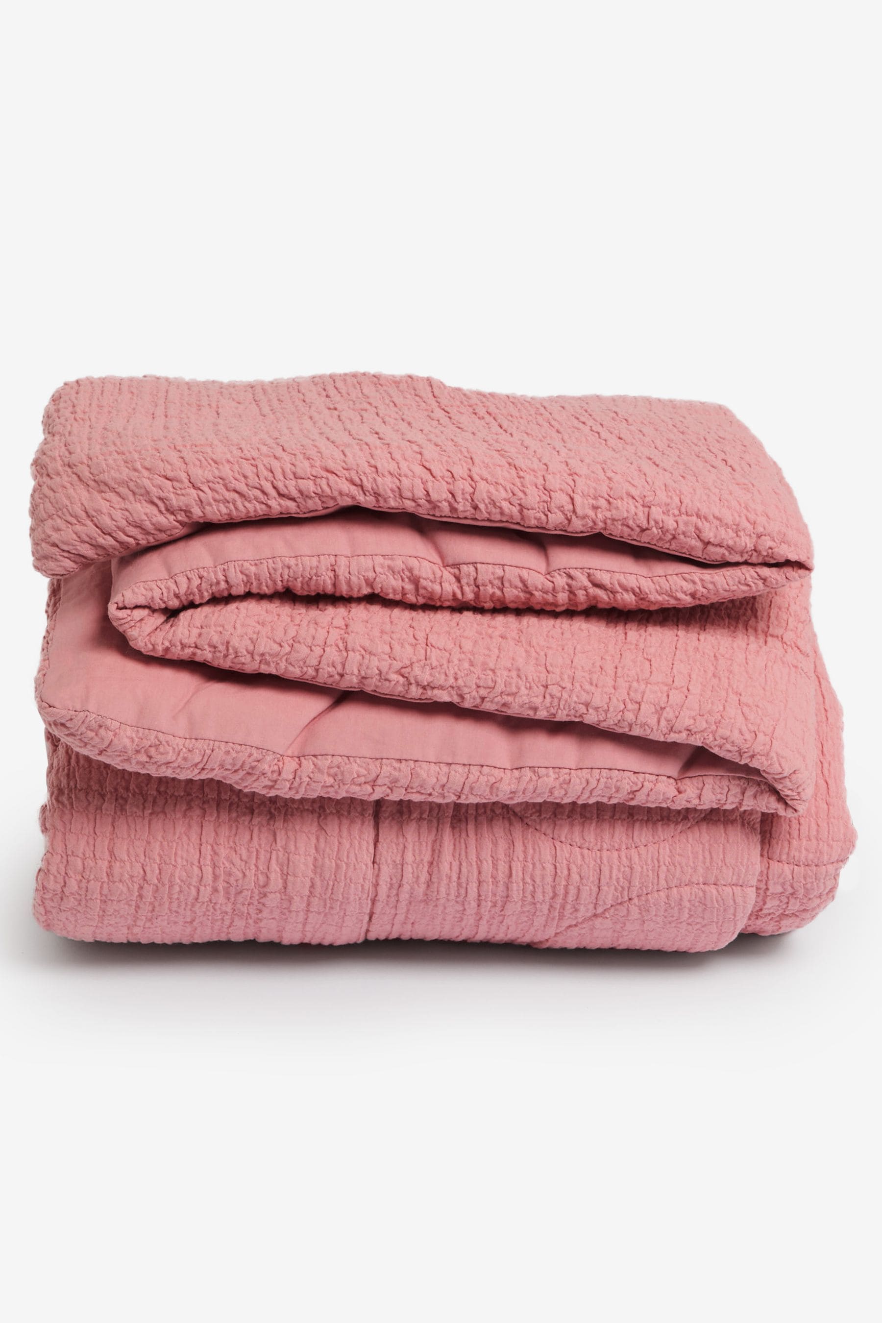 Pink Textured 100% Cotton Quilted Daisy Throw